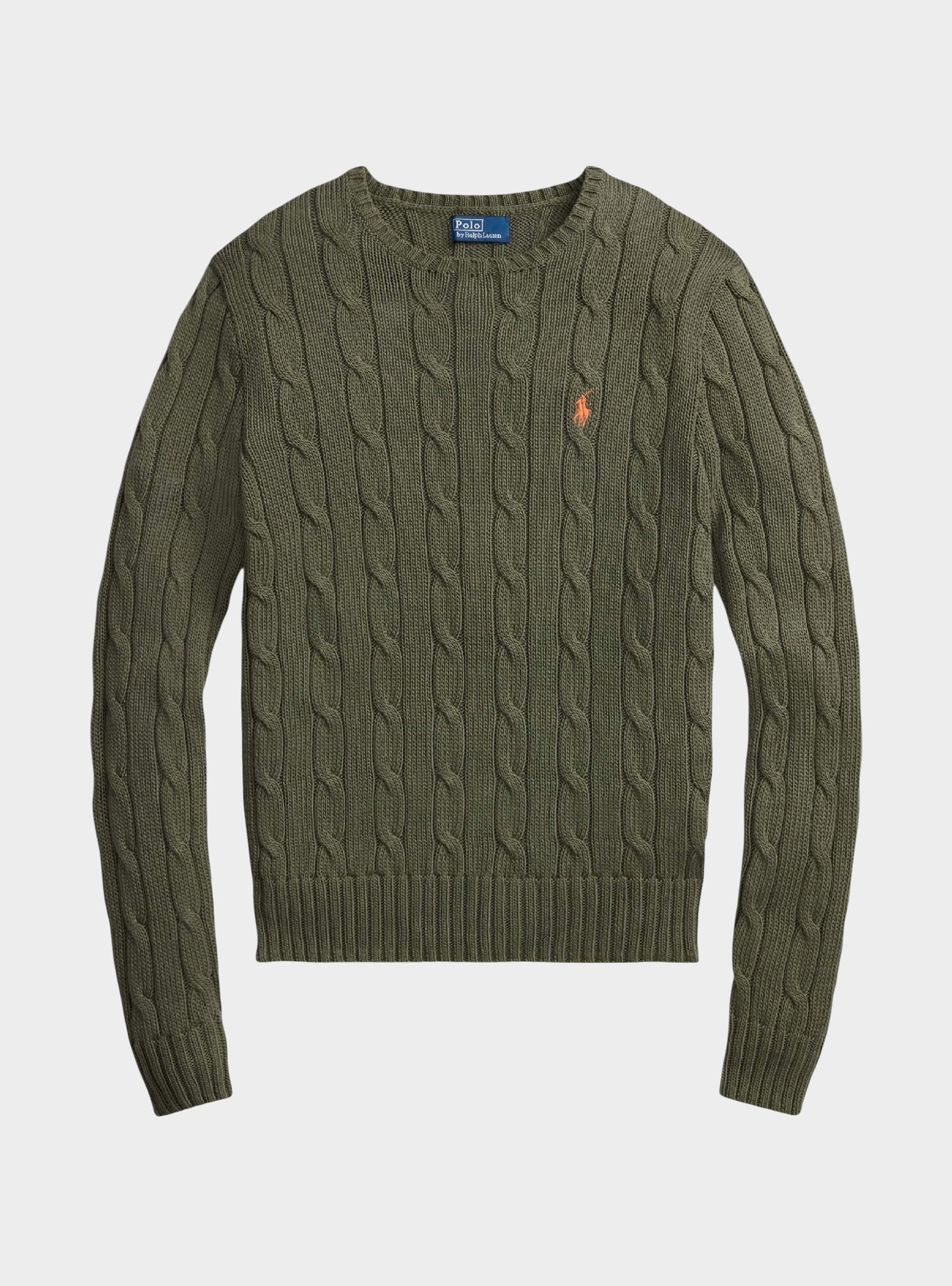 Polo Ralph Lauren Cable-Knit Cotton Crewneck Jumper - Olive 