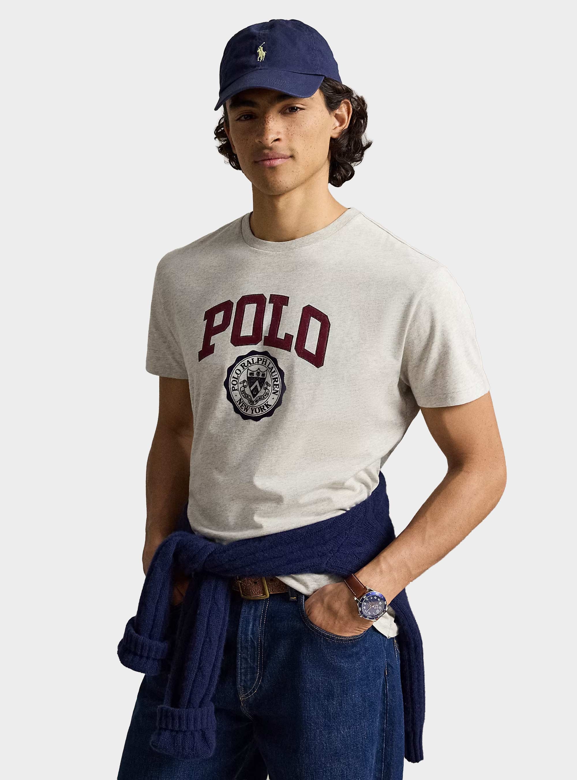 Polo Ralph Lauren Custom Slim Fit Logo T-Shirt - Light Grey Melange