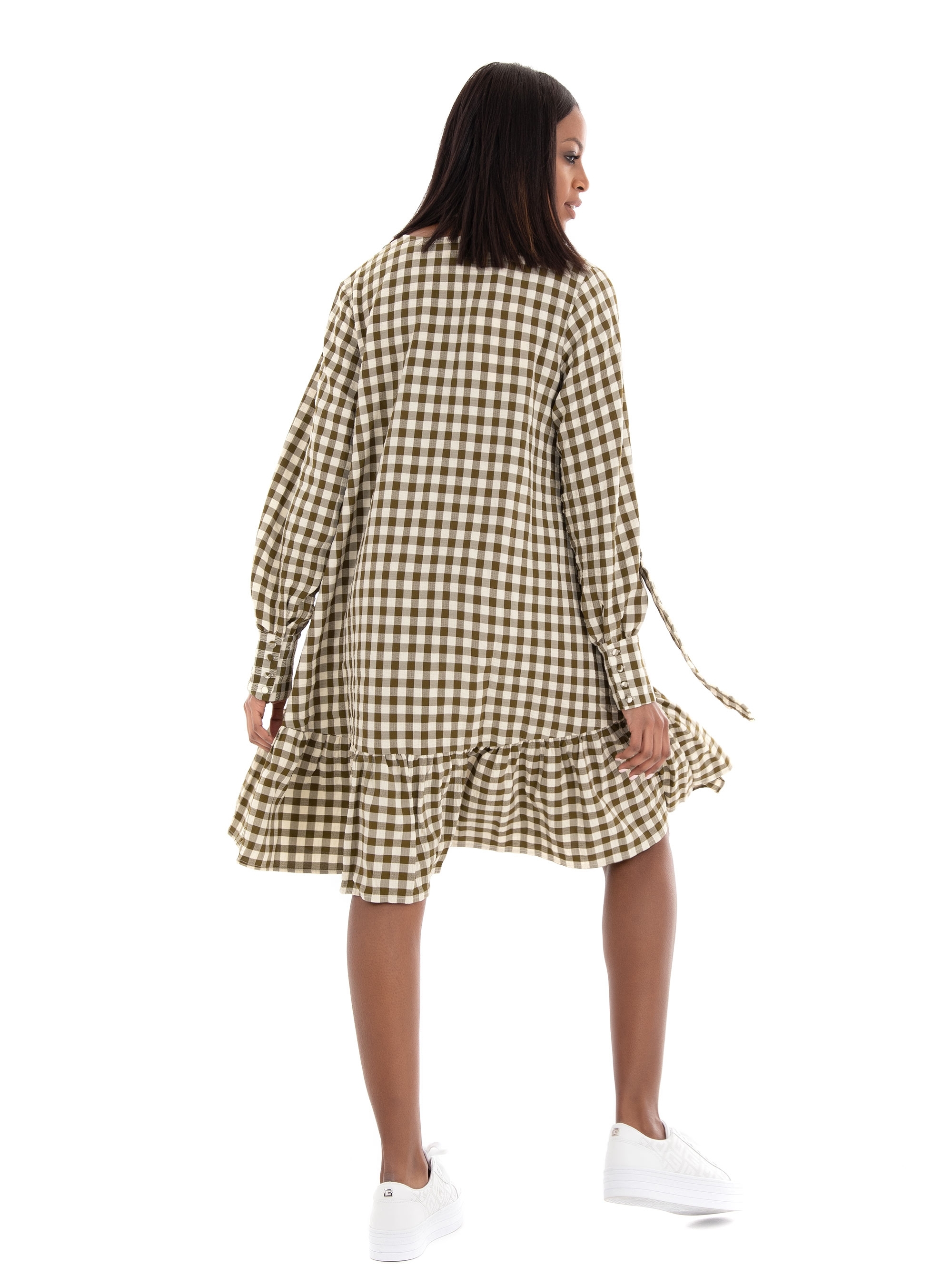 Selected Short Ruffle Dress Lucilla - Olive