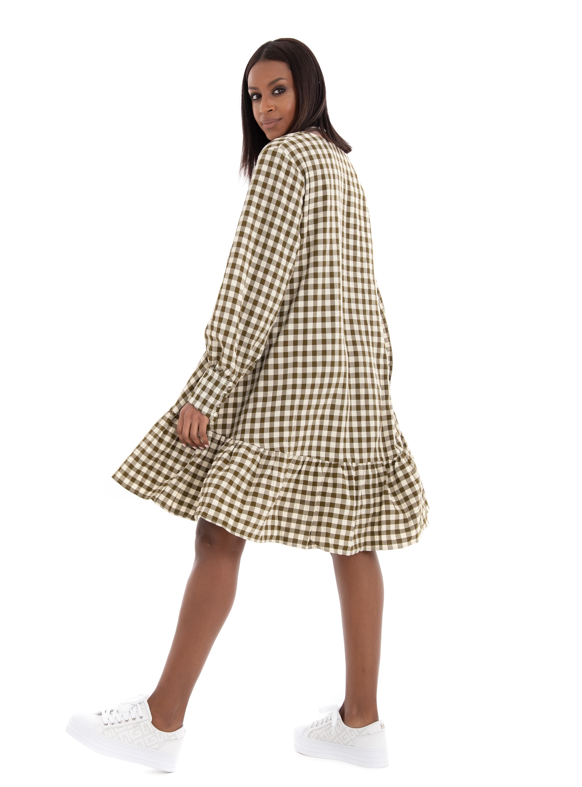 Selected Short Ruffle Dress Lucilla - Olive