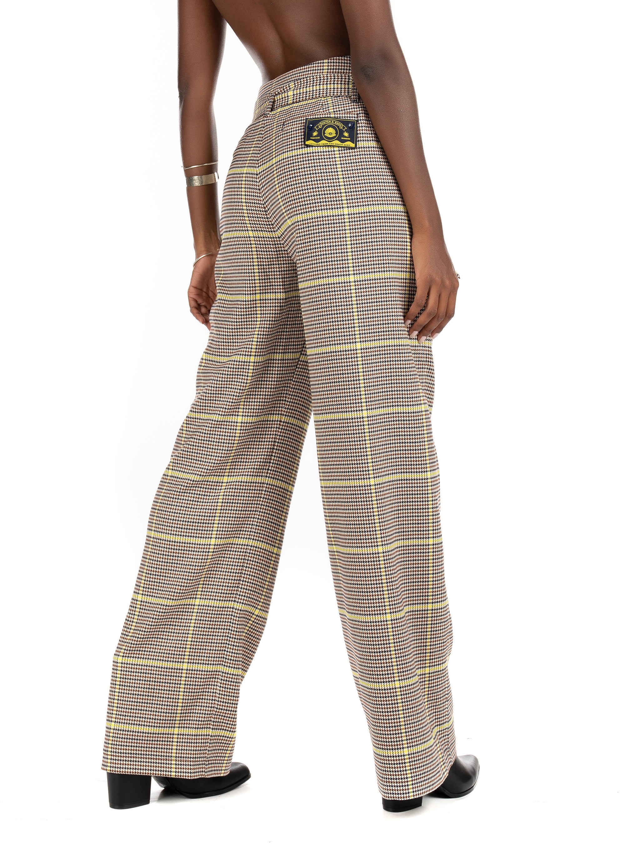Maison Scotch Wide-Leg High Rrise Pants-Tartan