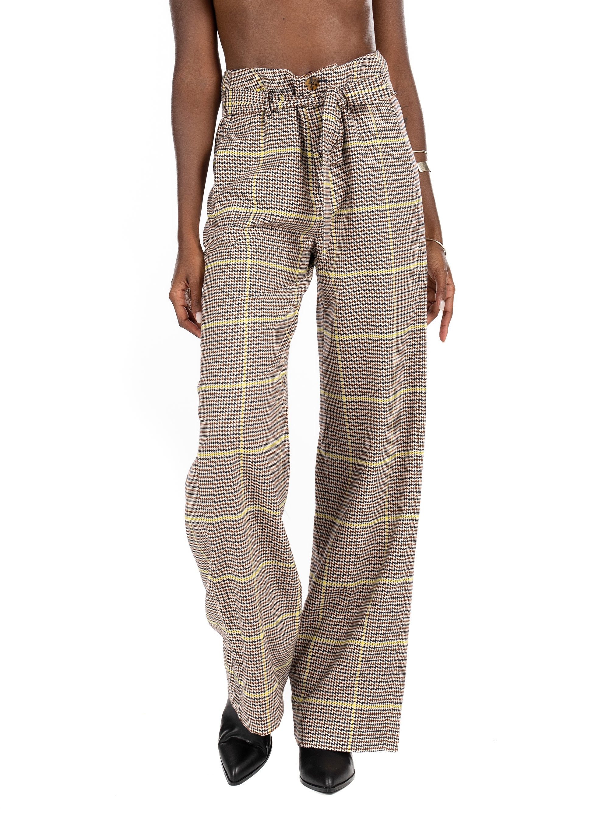 Maison Scotch Wide-Leg High Rrise Pants-Tartan