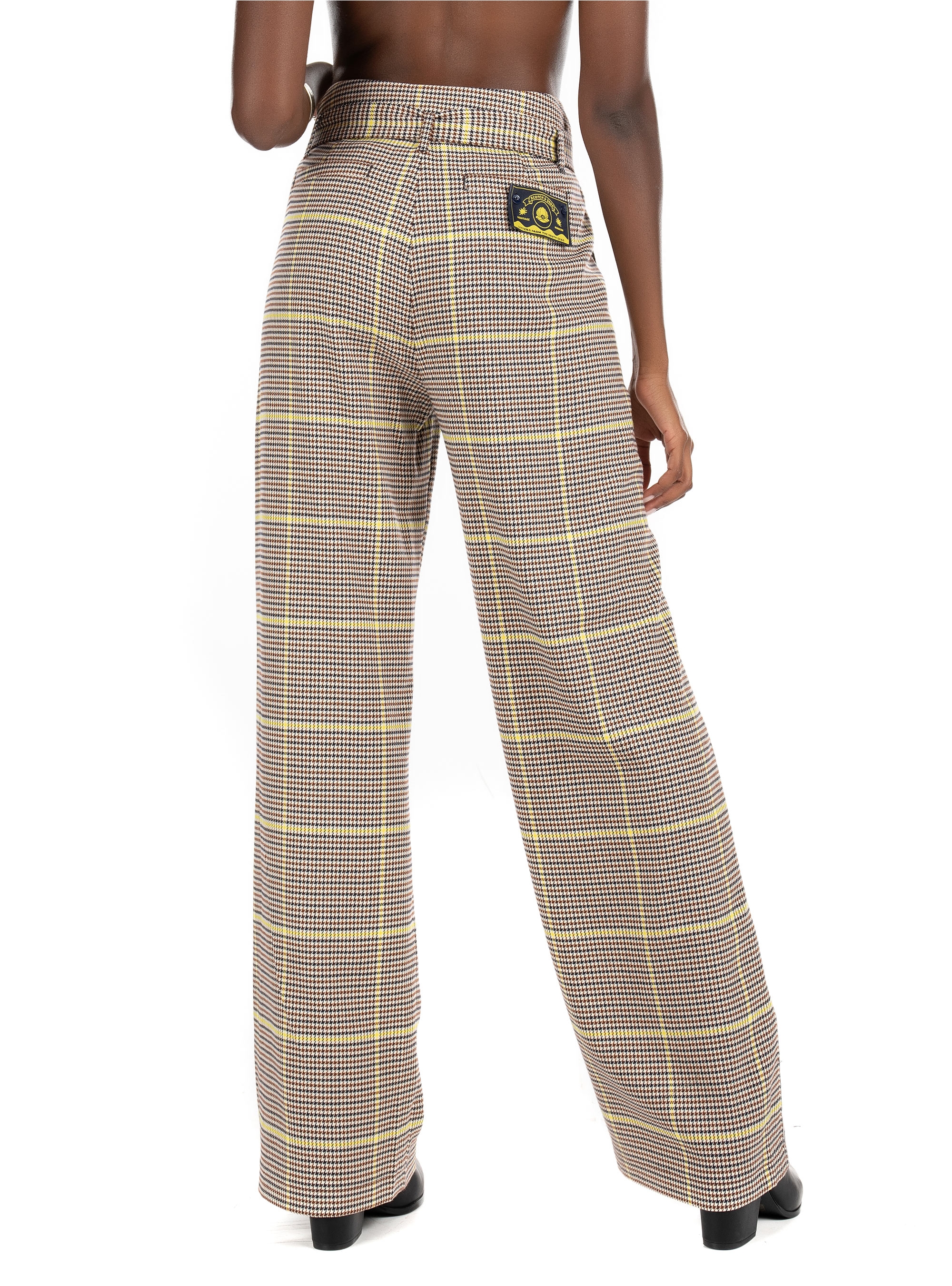 Maison Scotch Wide-Leg High Rrise Pants-Tartan