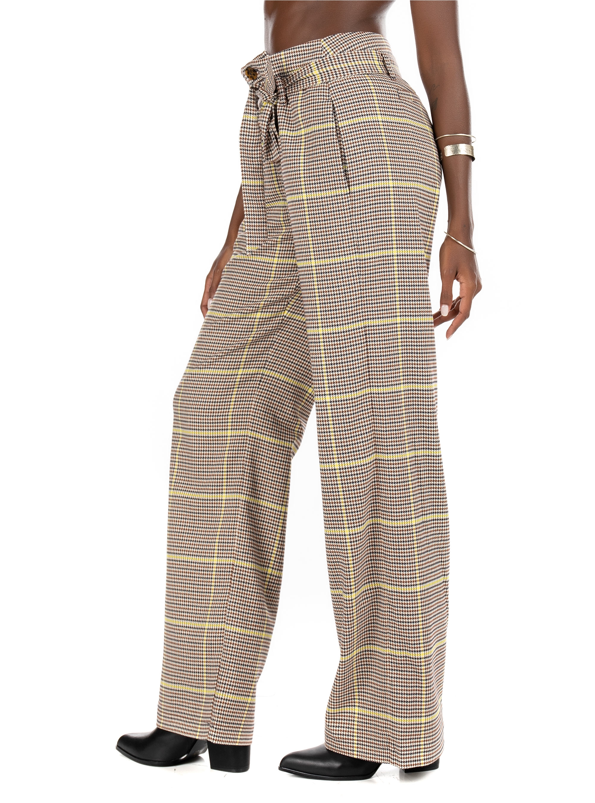 Maison Scotch Wide-Leg High Rrise Pants-Tartan
