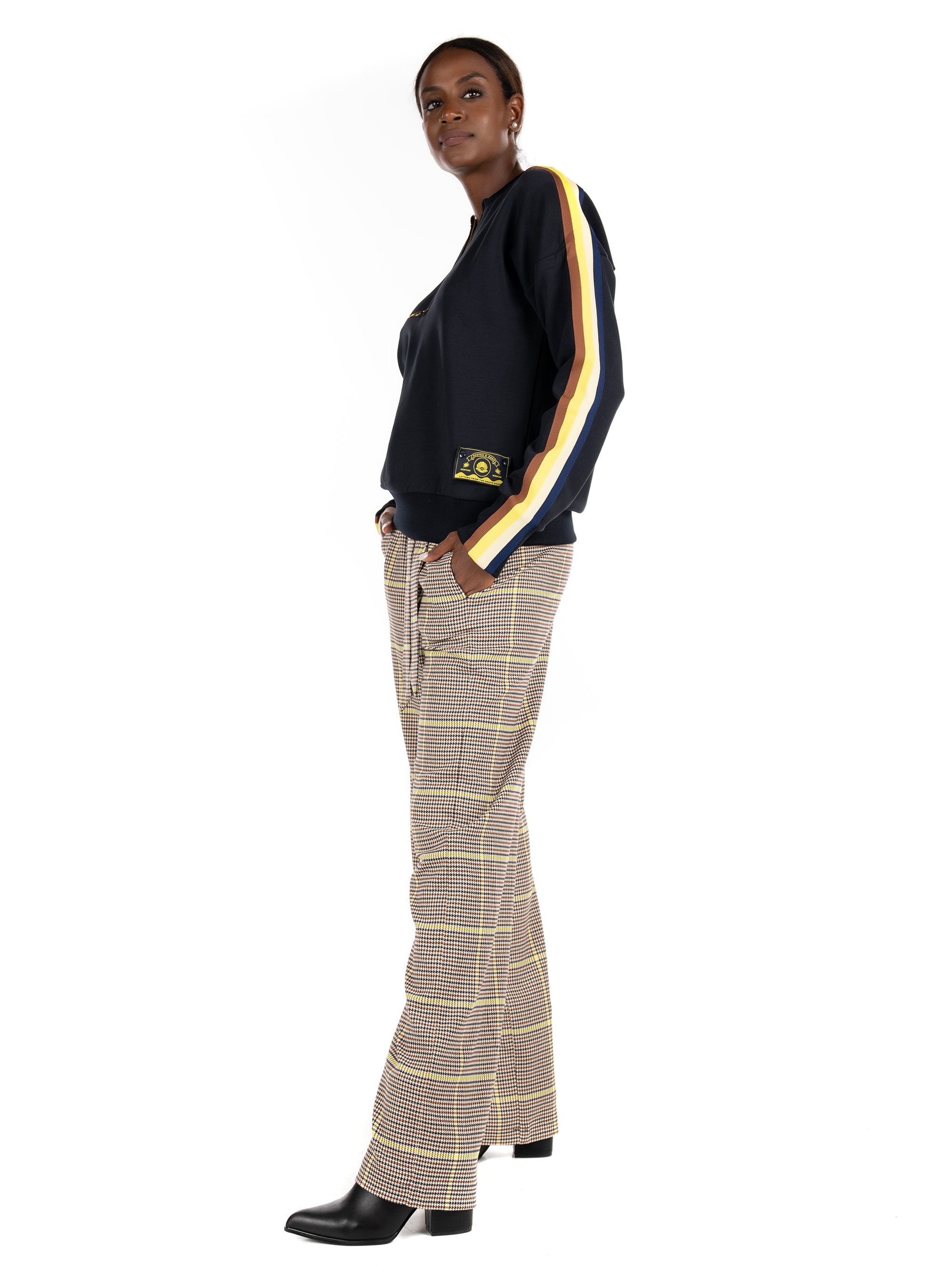 Maison Scotch Wide-Leg High Rrise Pants-Tartan