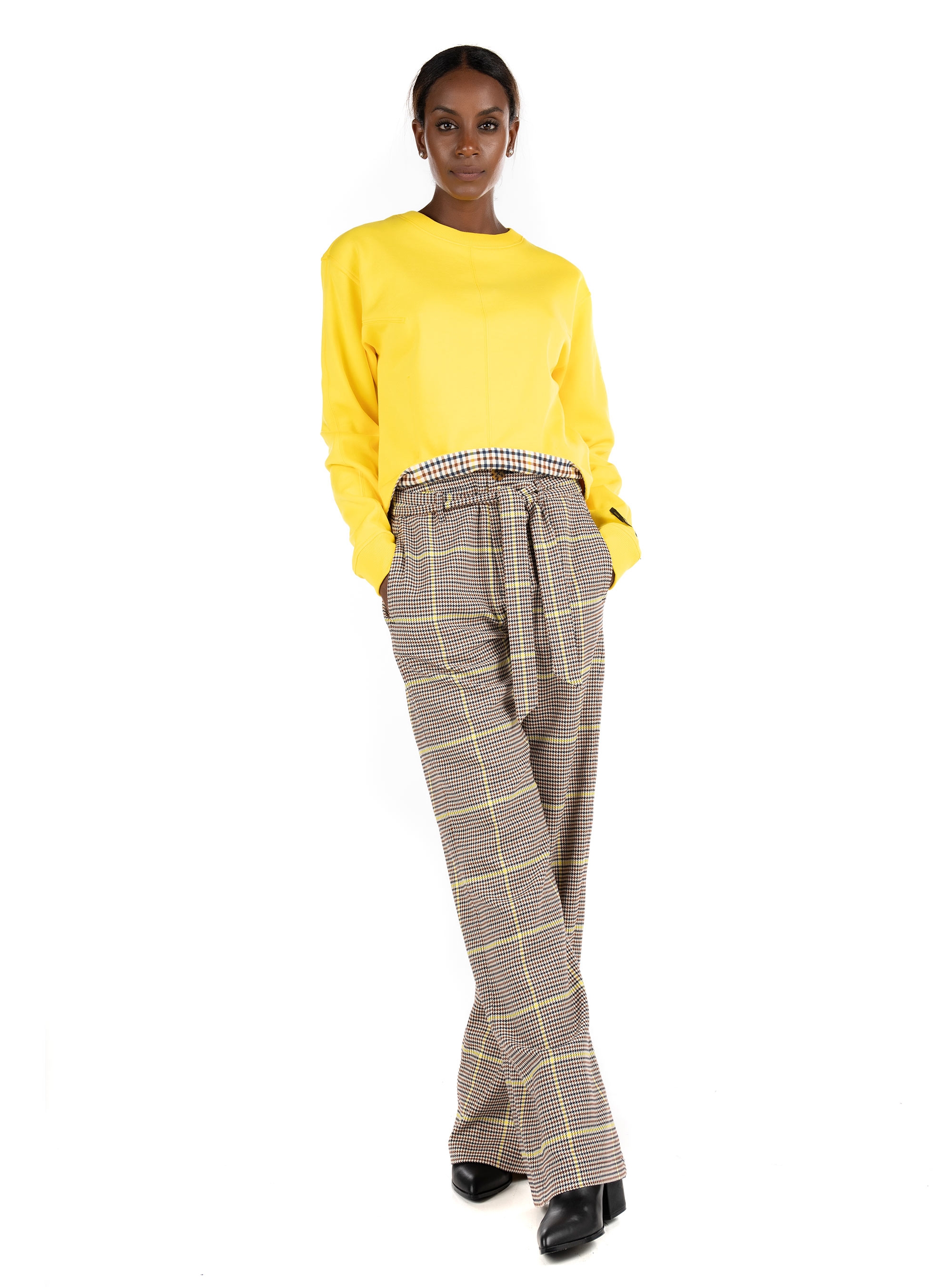 Maison Scotch Wide-Leg High Rrise Pants-Tartan