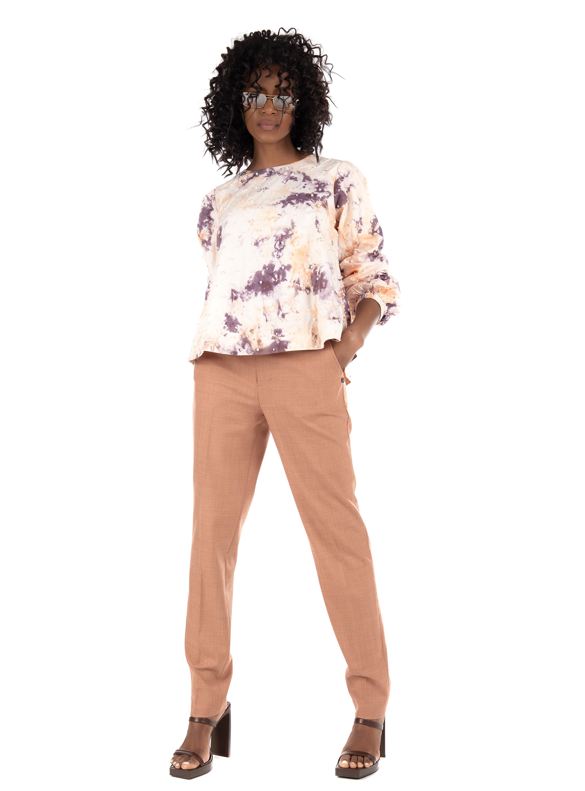 Maison Scotch Tie-dye Top-Light Salmon