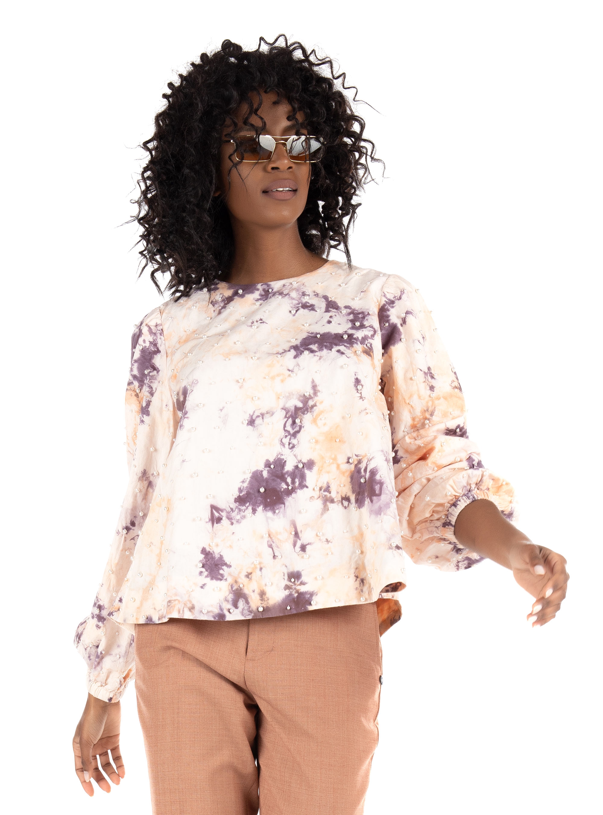 Maison Scotch Tie-dye Top-Light Salmon