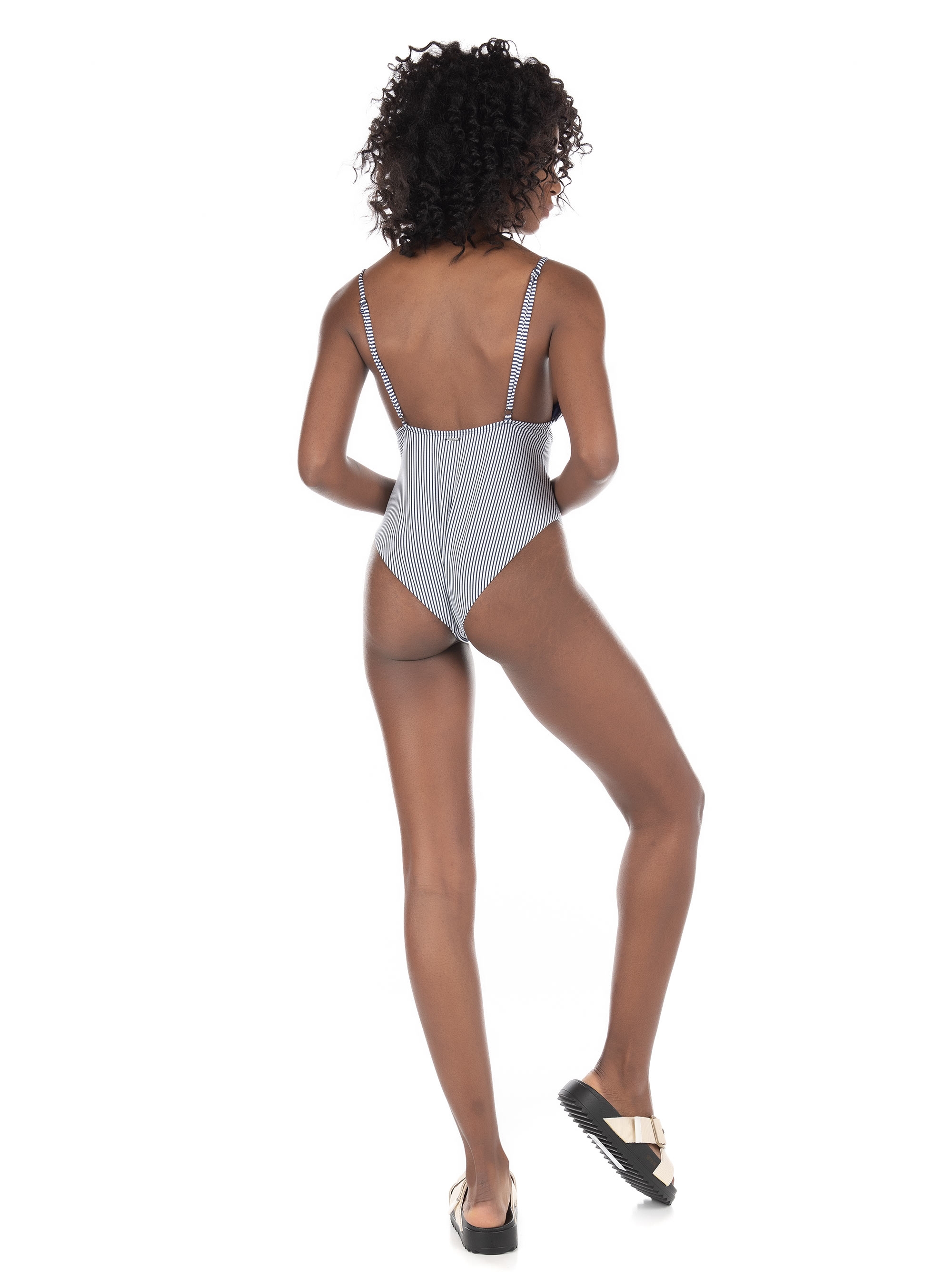 Superdry Seersucker Scooped Swimsuit-Blue