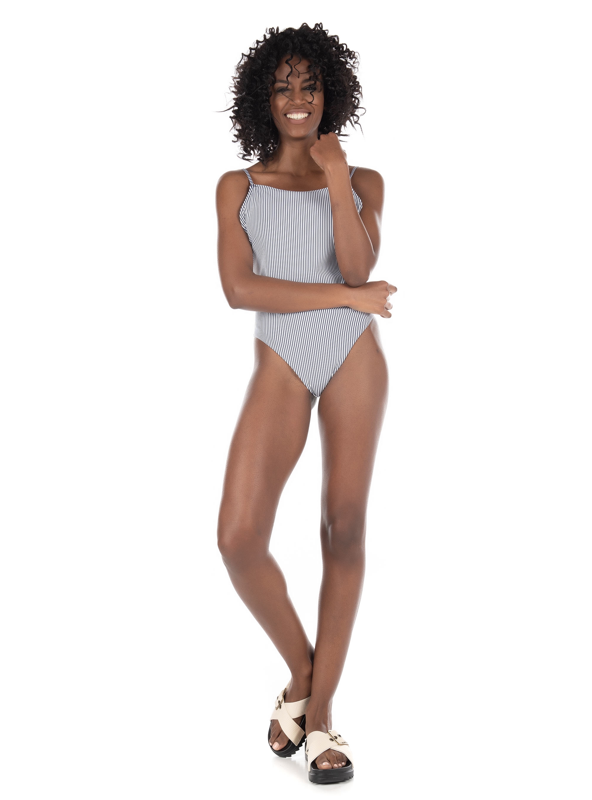 Superdry Seersucker Scooped Swimsuit-Blue