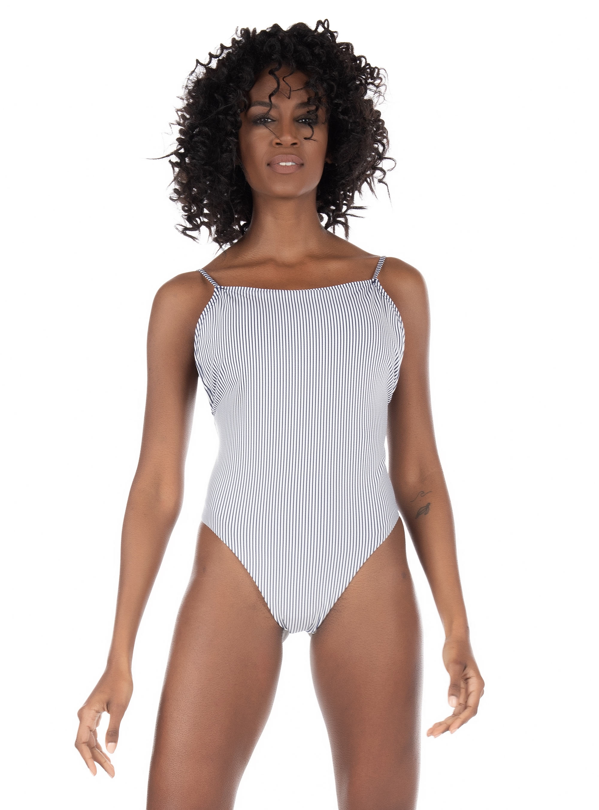 Superdry Seersucker Scooped Swimsuit-Blue