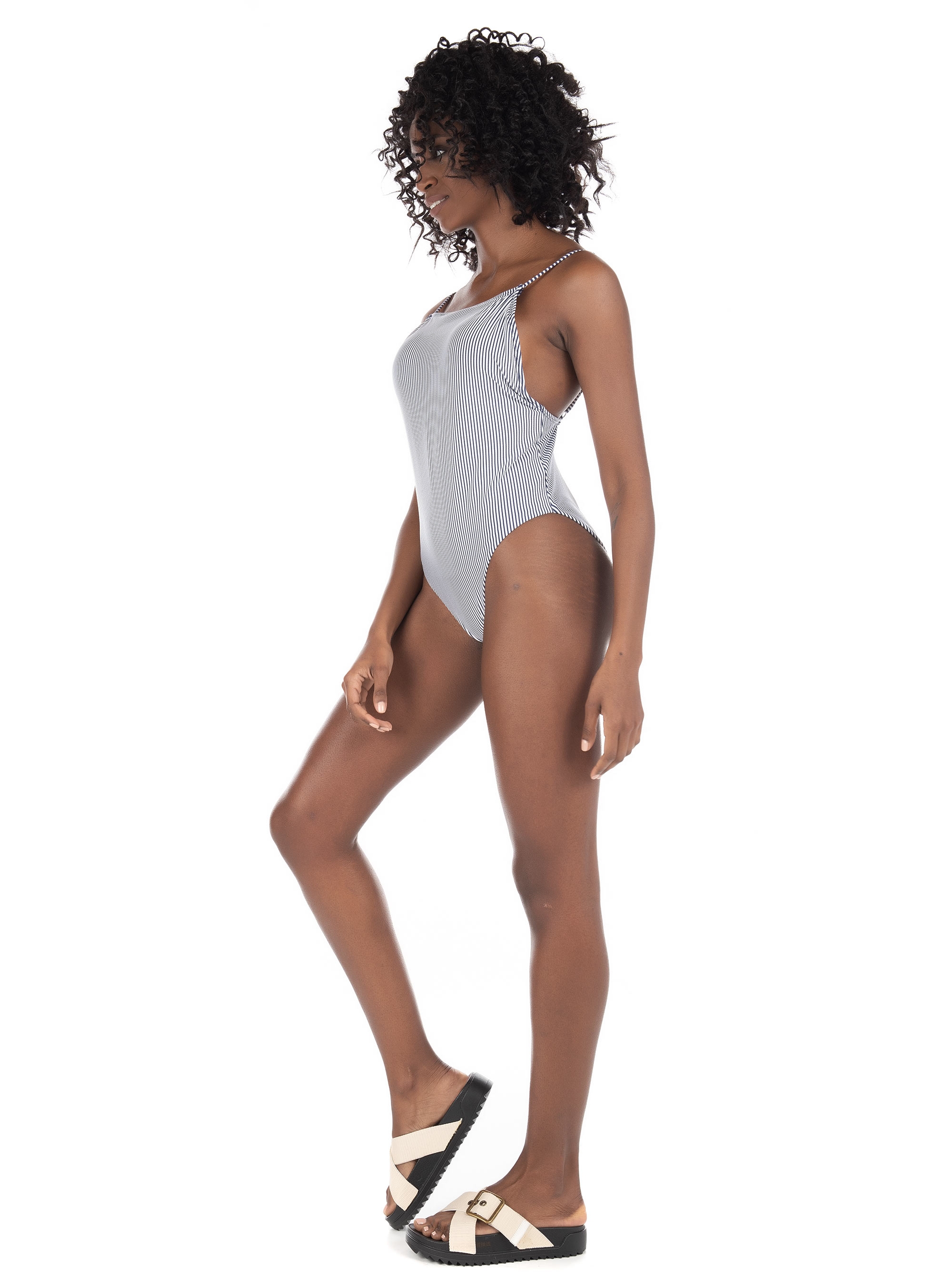Superdry Seersucker Scooped Swimsuit-Blue