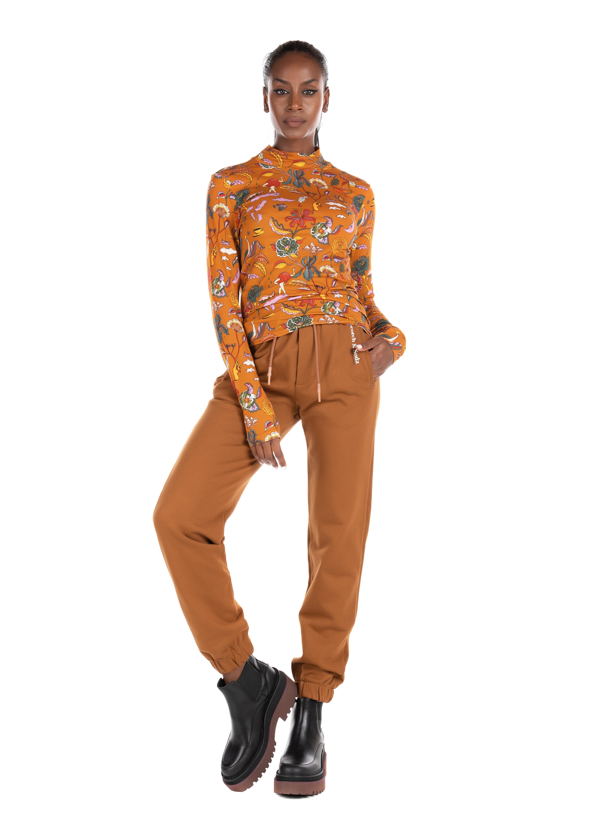 Maison Scotch High Neck Blouse-Orange