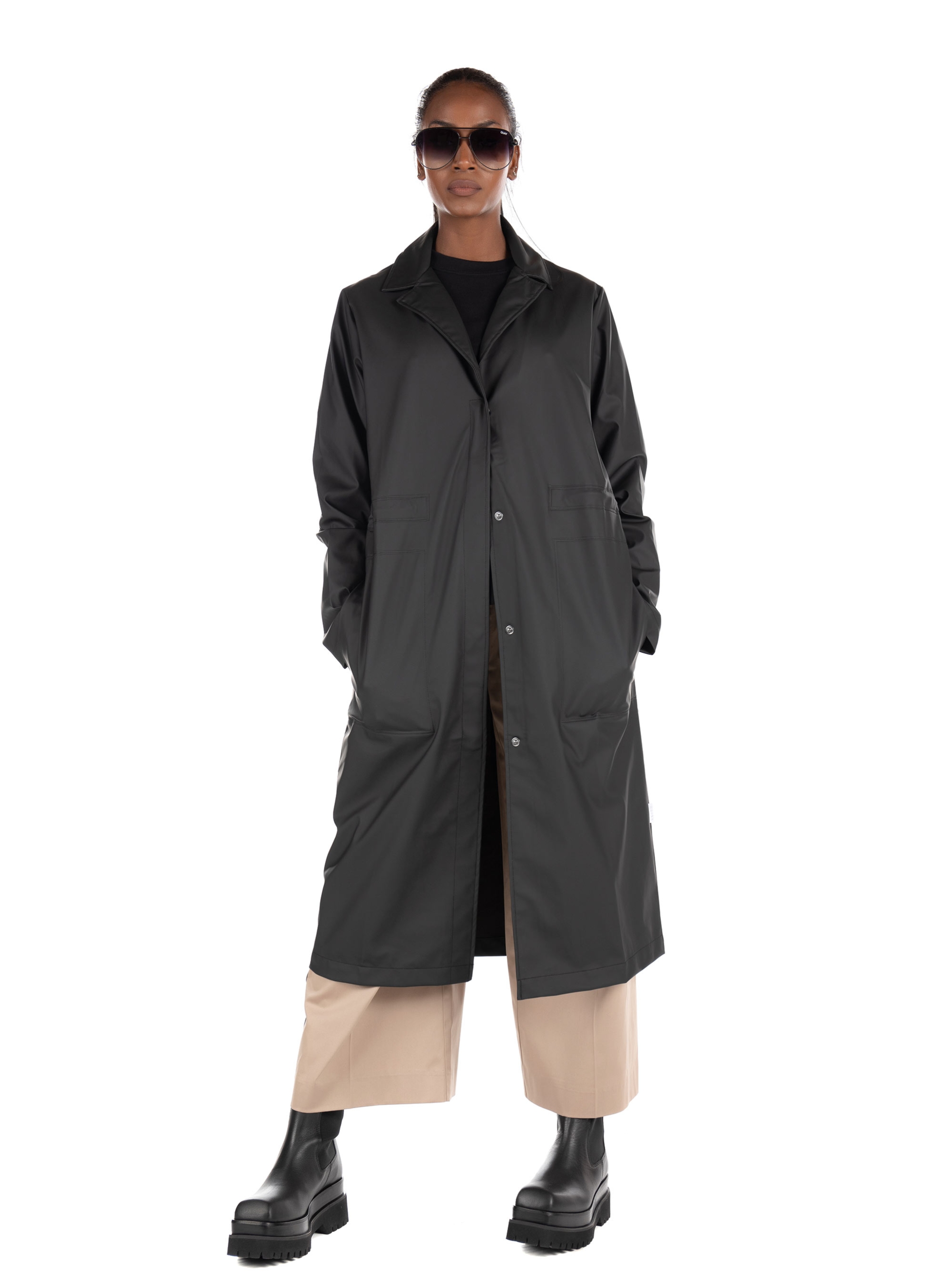 Rains String Overcoat-Black