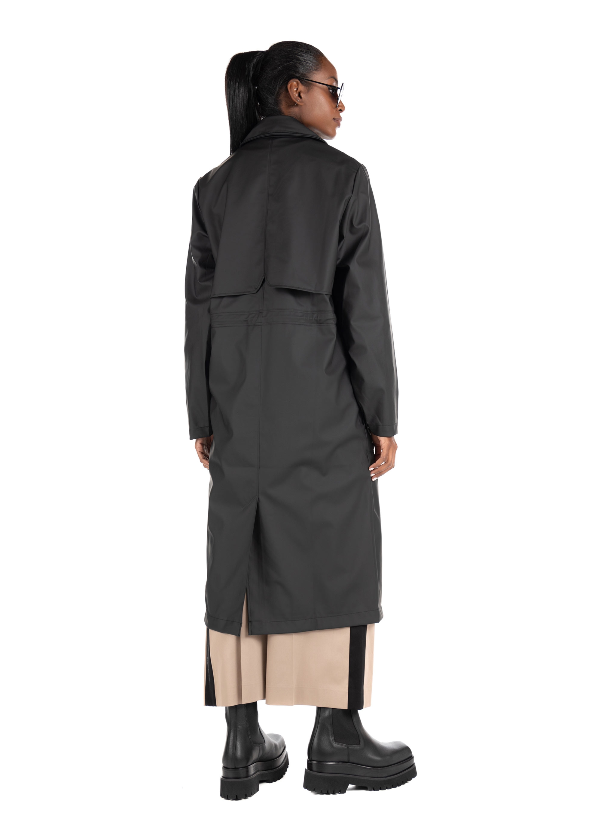 Rains String Overcoat-Black