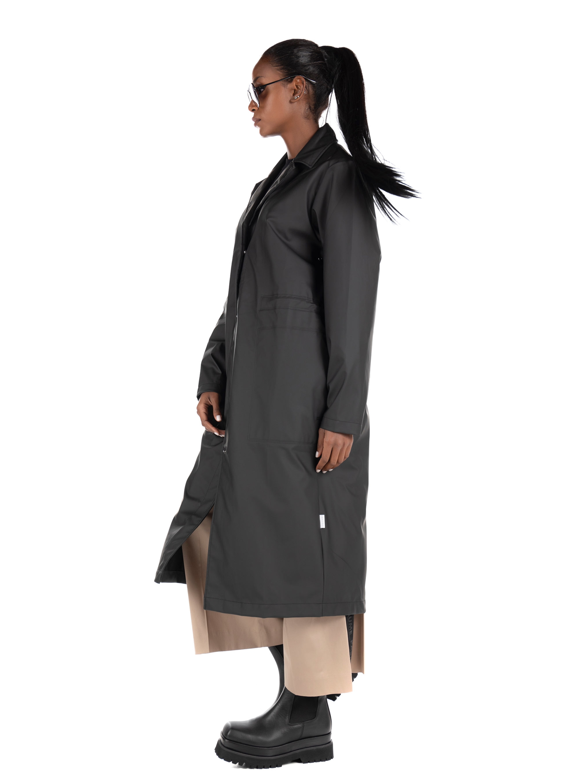Rains String Overcoat-Black