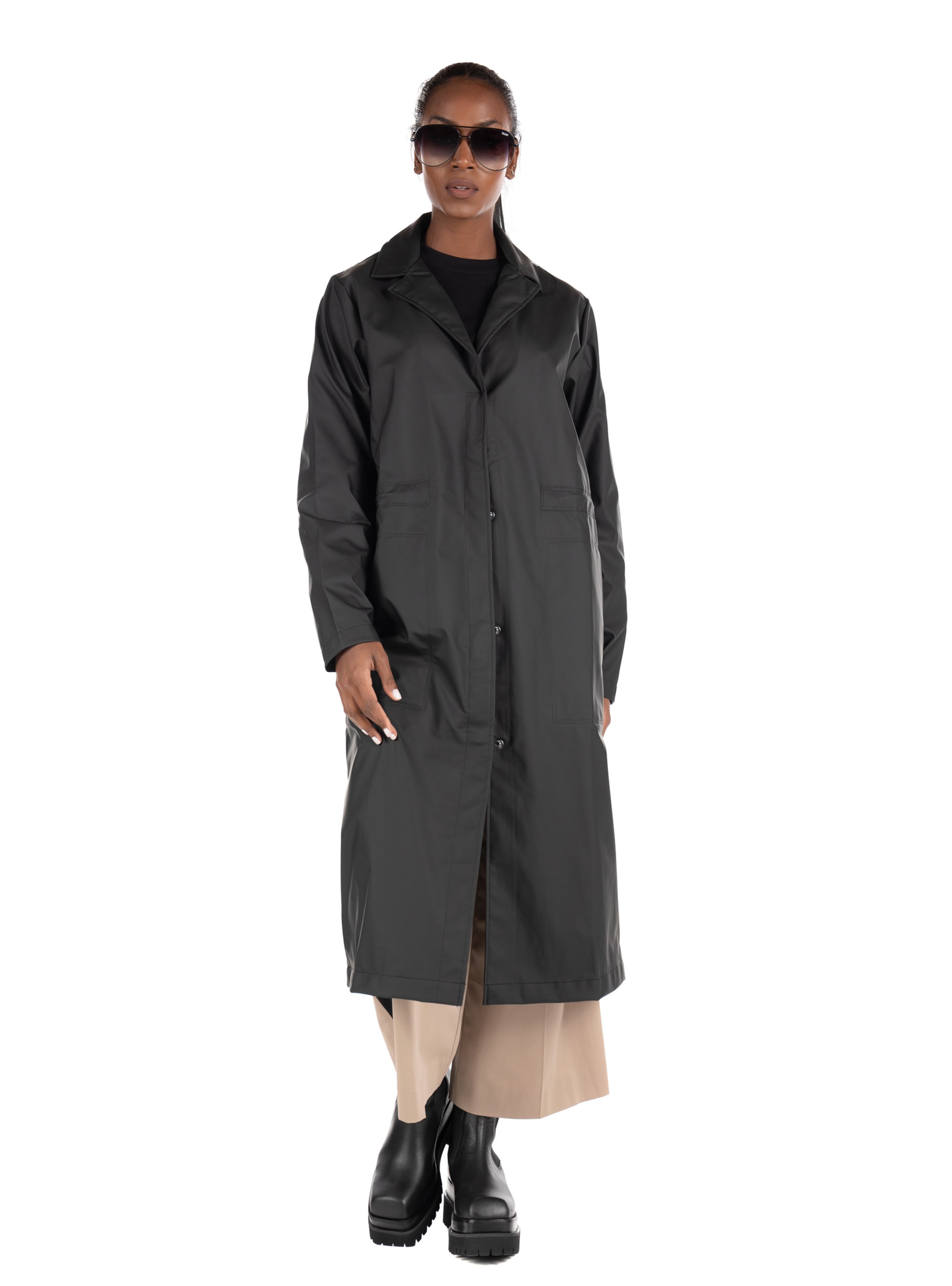 Rains String Overcoat-Black