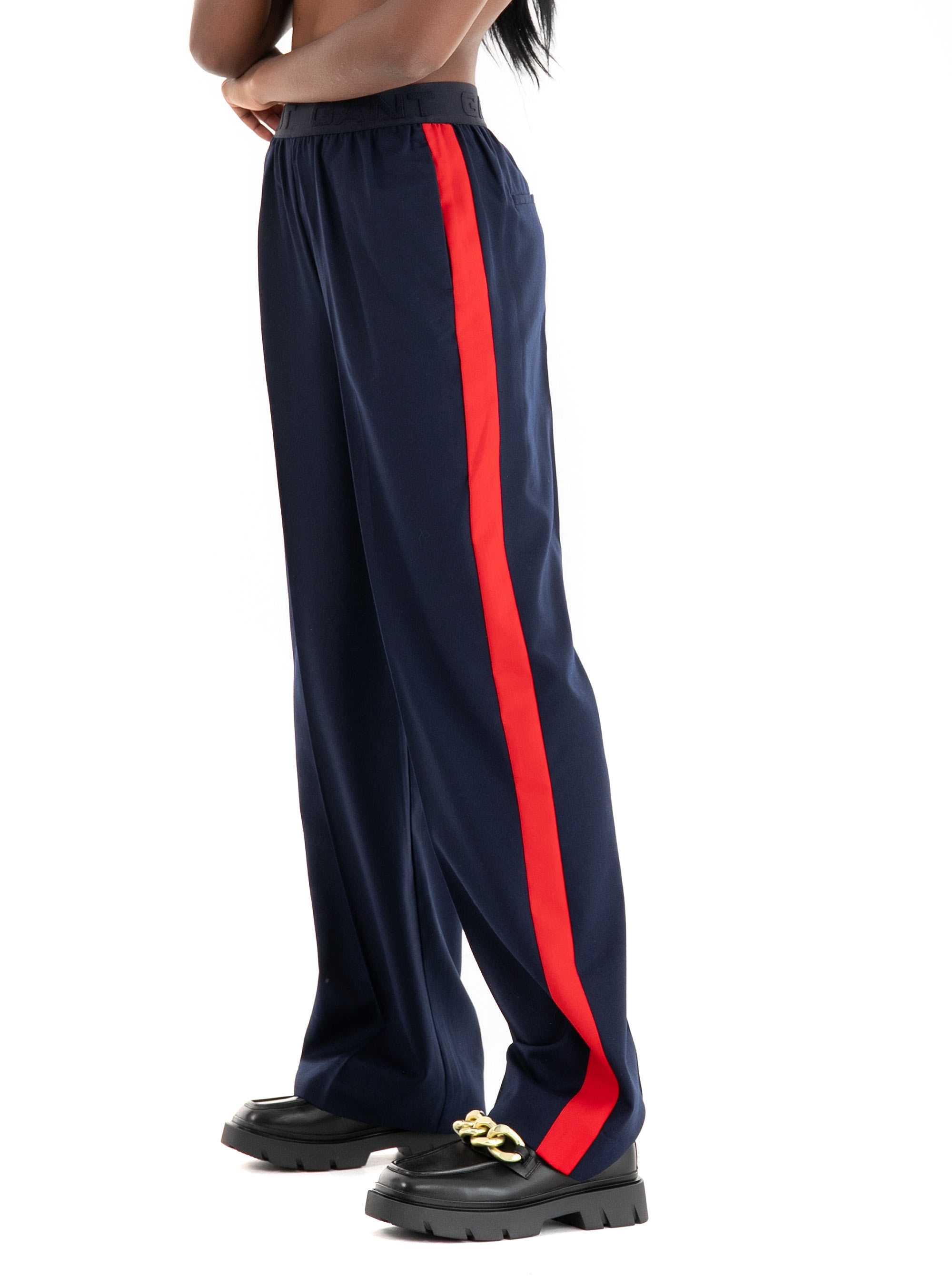 Gant Wool-Blend Straight Leg Slacks-Blue