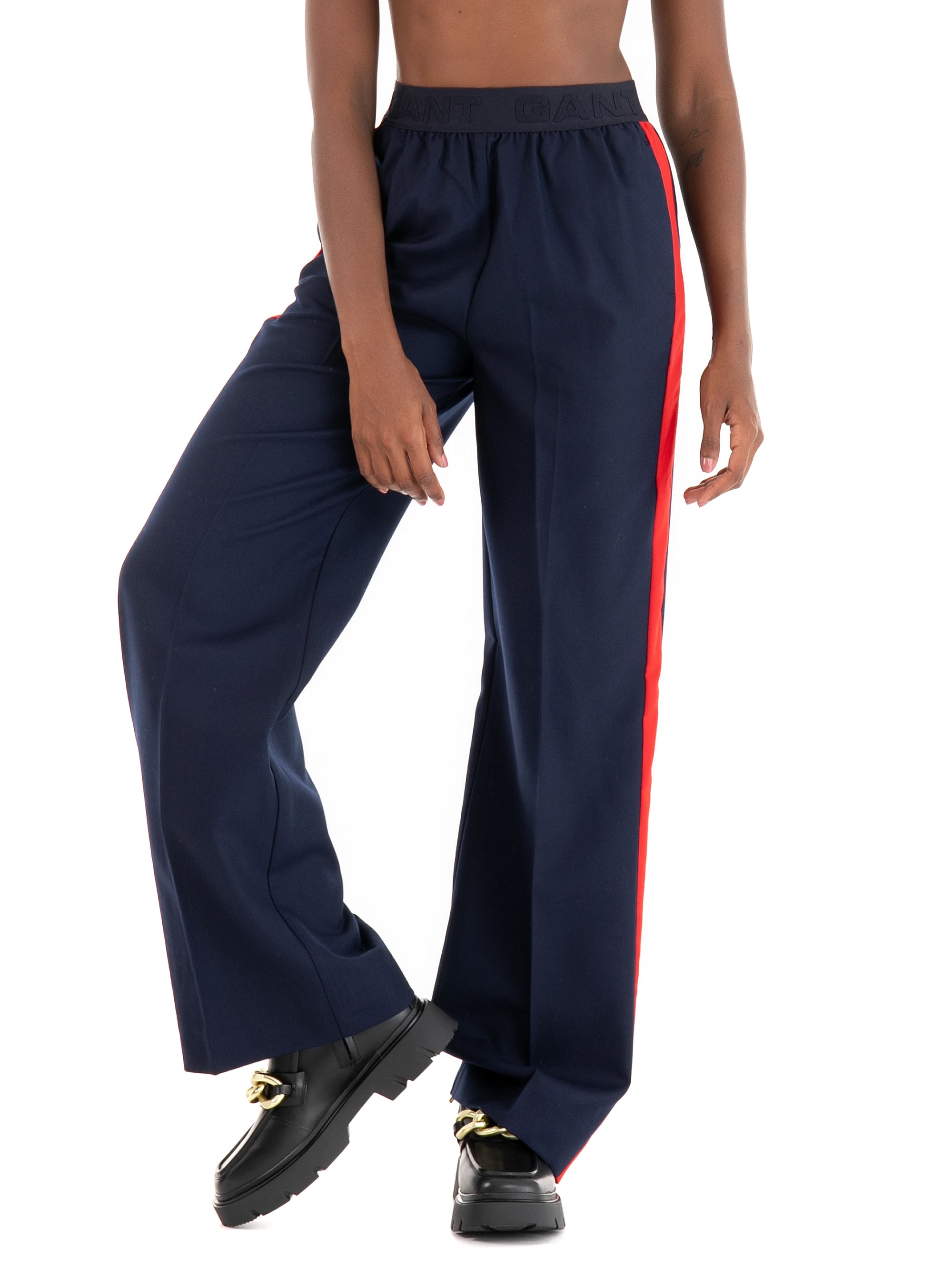 Gant Wool-Blend Straight Leg Slacks-Blue