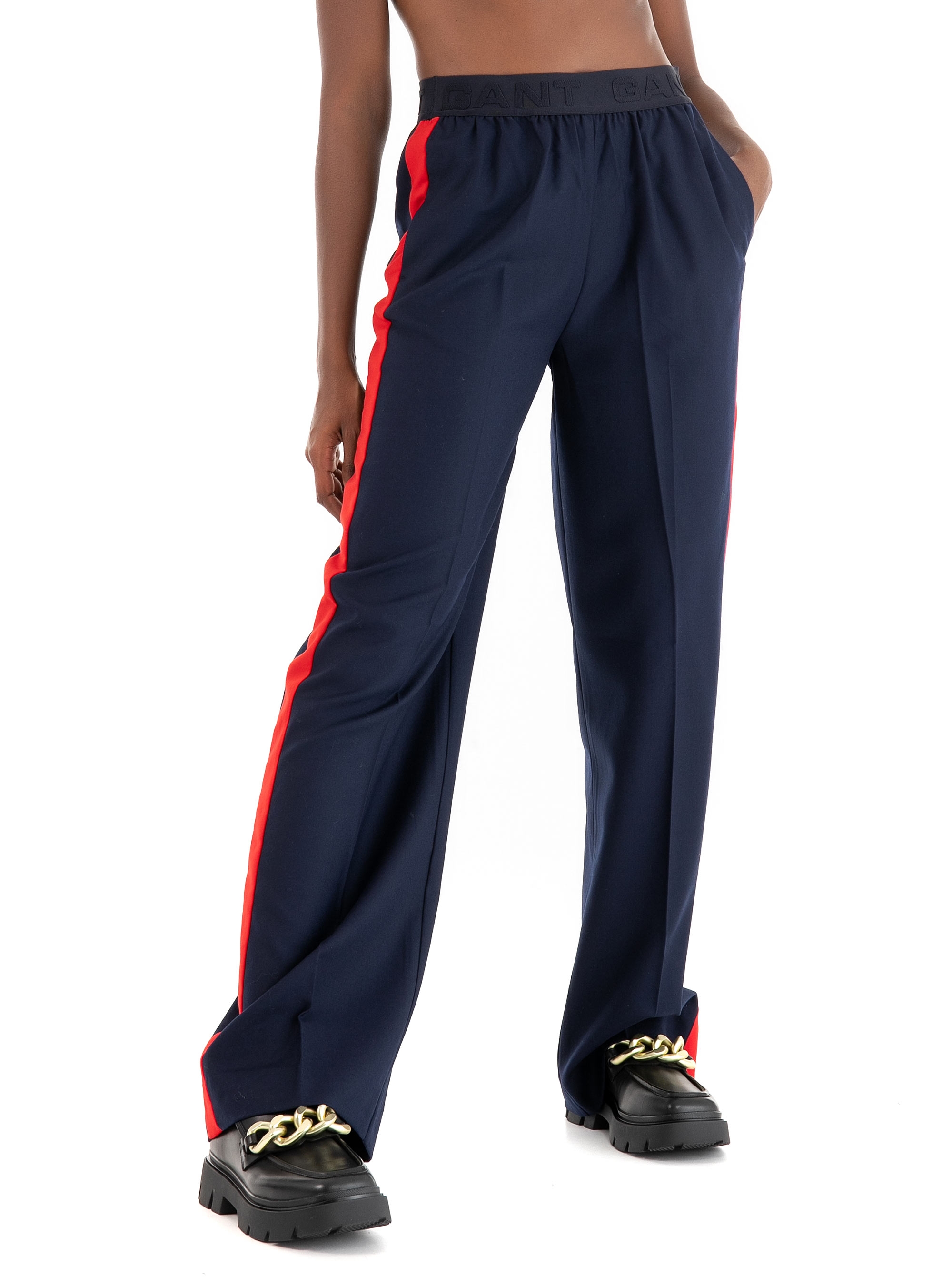 Gant Wool-Blend Straight Leg Slacks-Blue