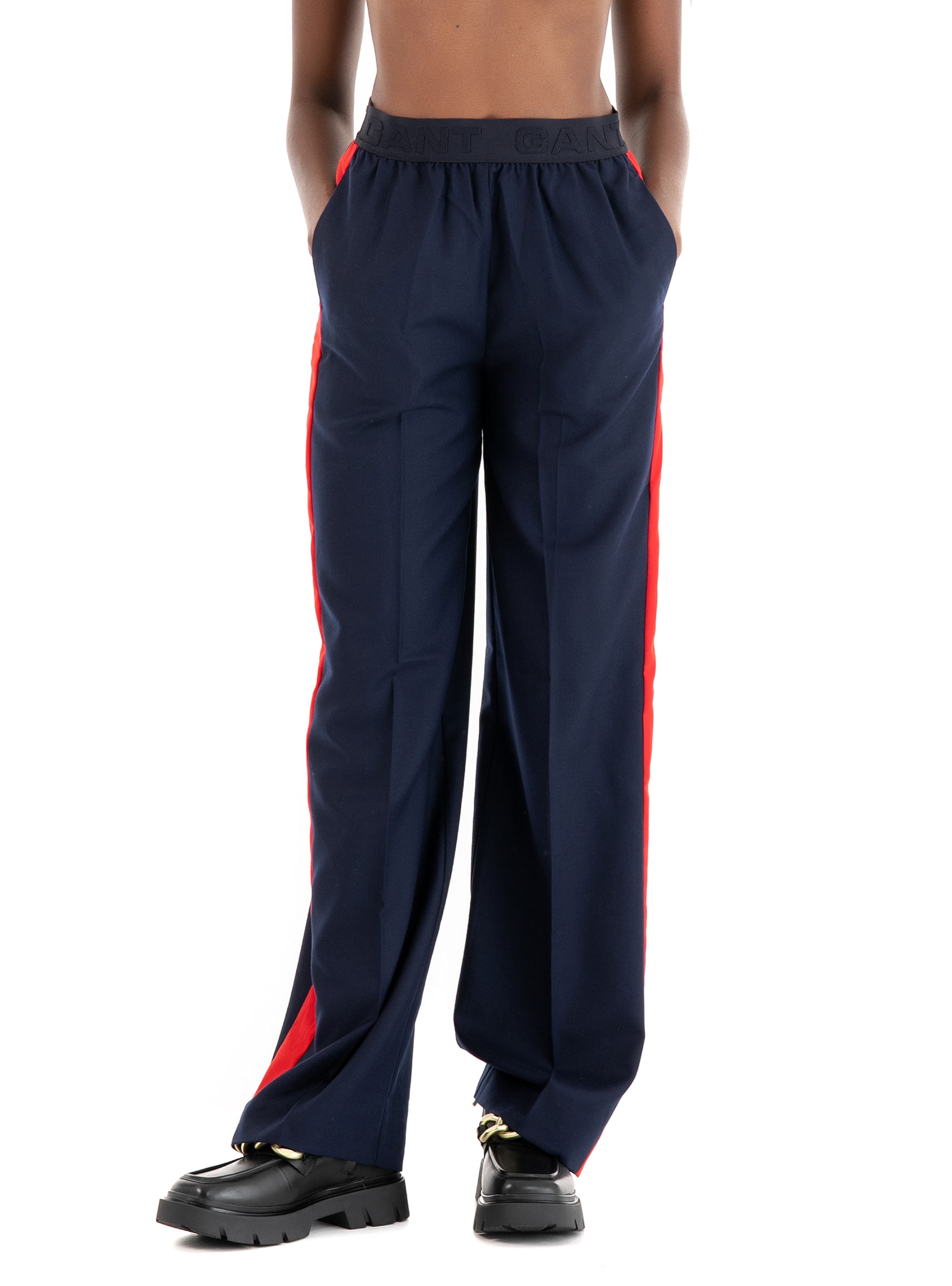 Gant Wool-Blend Straight Leg Slacks-Blue