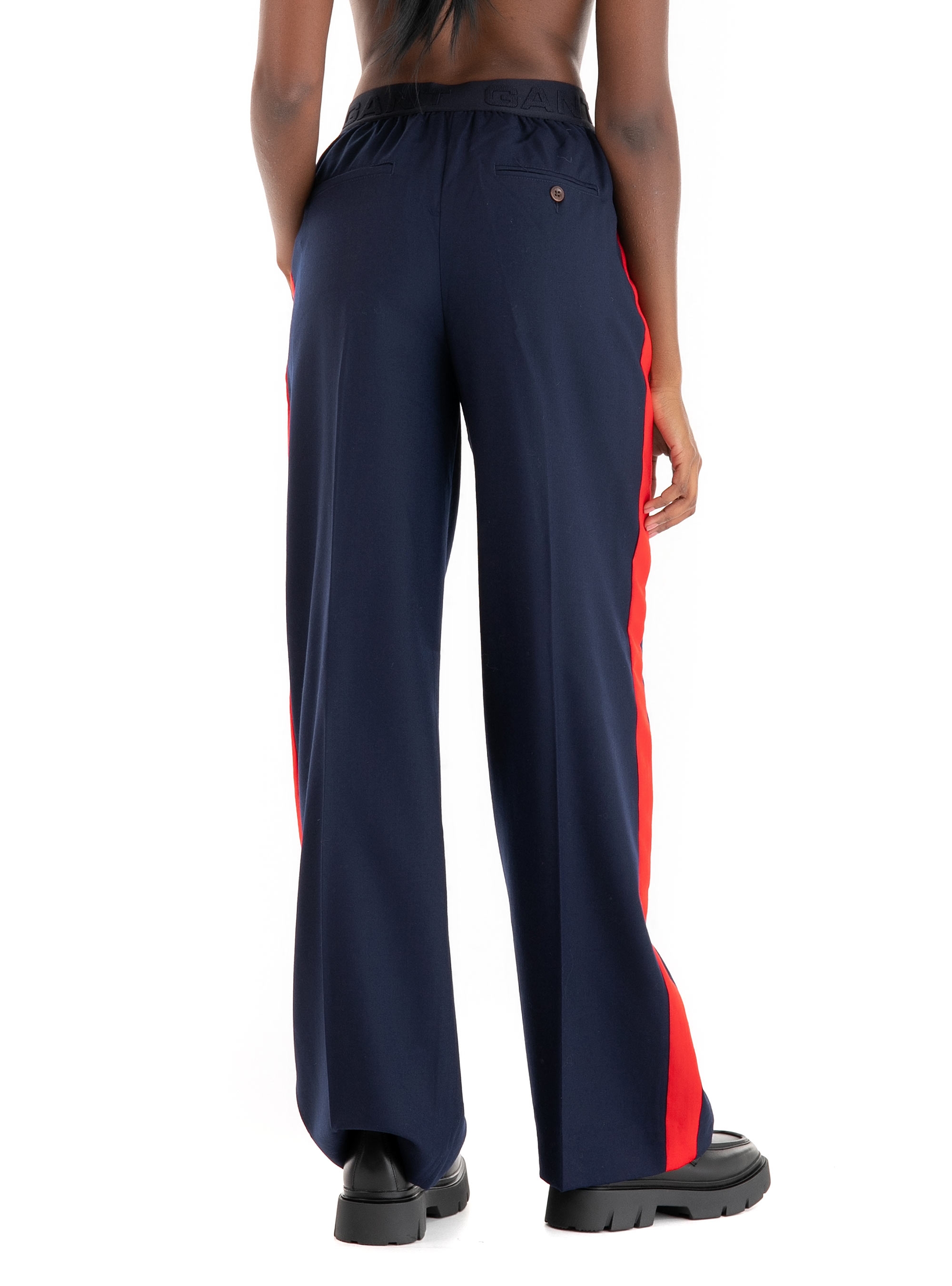 Gant Wool-Blend Straight Leg Slacks-Blue
