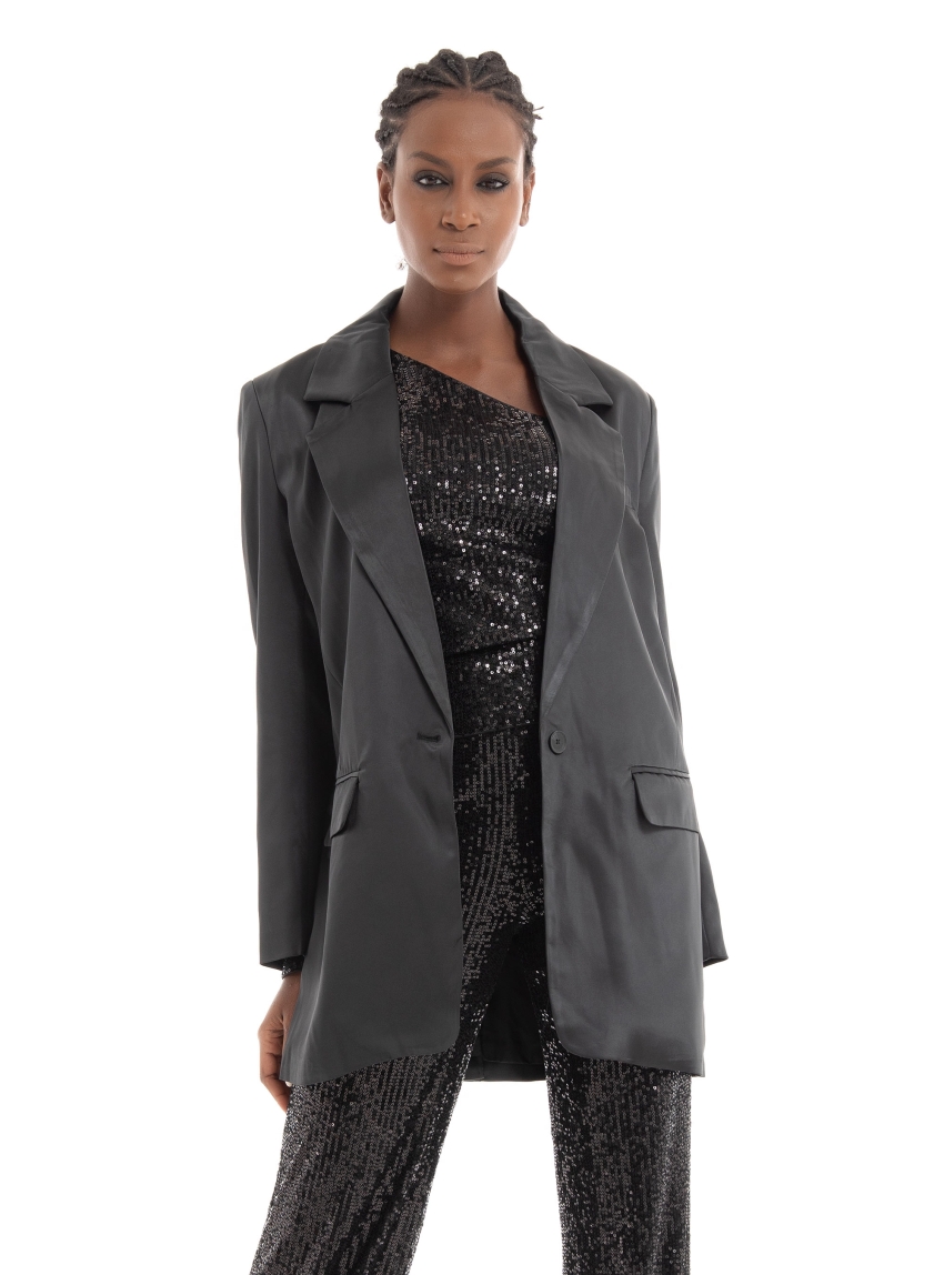 Only Lana-Mayra Oversized Satin Blazer - Black