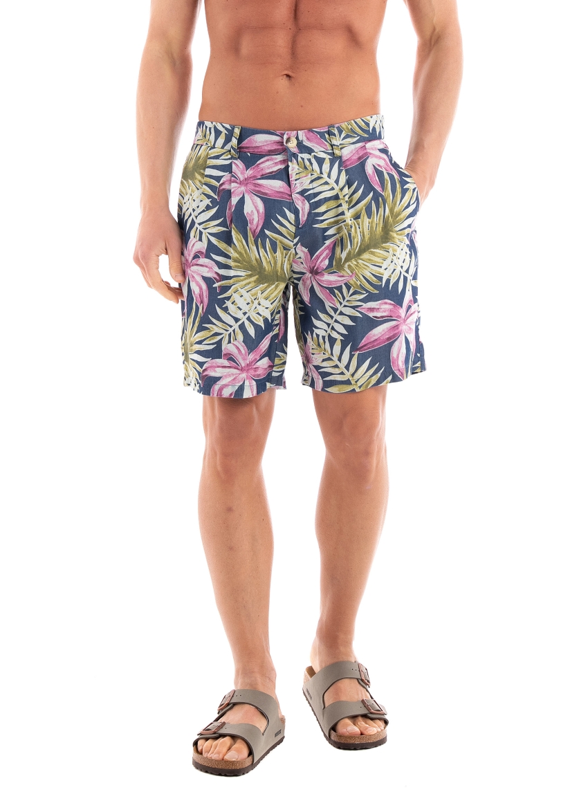 Scotch & Soda Twilt Allover Printed Soft Pleated Shorts - Multi Colors