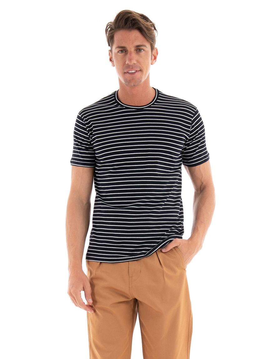 Paul Miranda Striped T-Shirt - Dark Blue