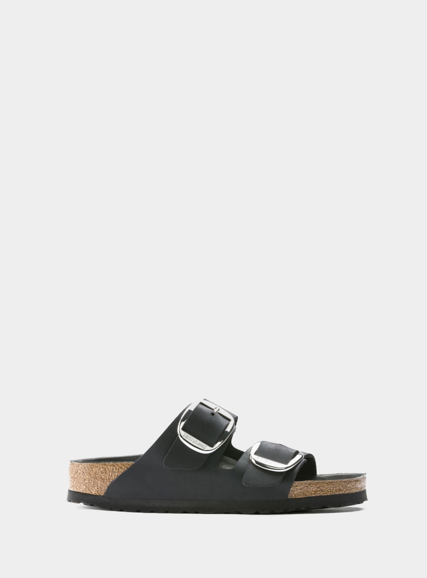 Birkenstock Arizona Big Buckle Oiled Leather Narrow Fit Sandals - Black