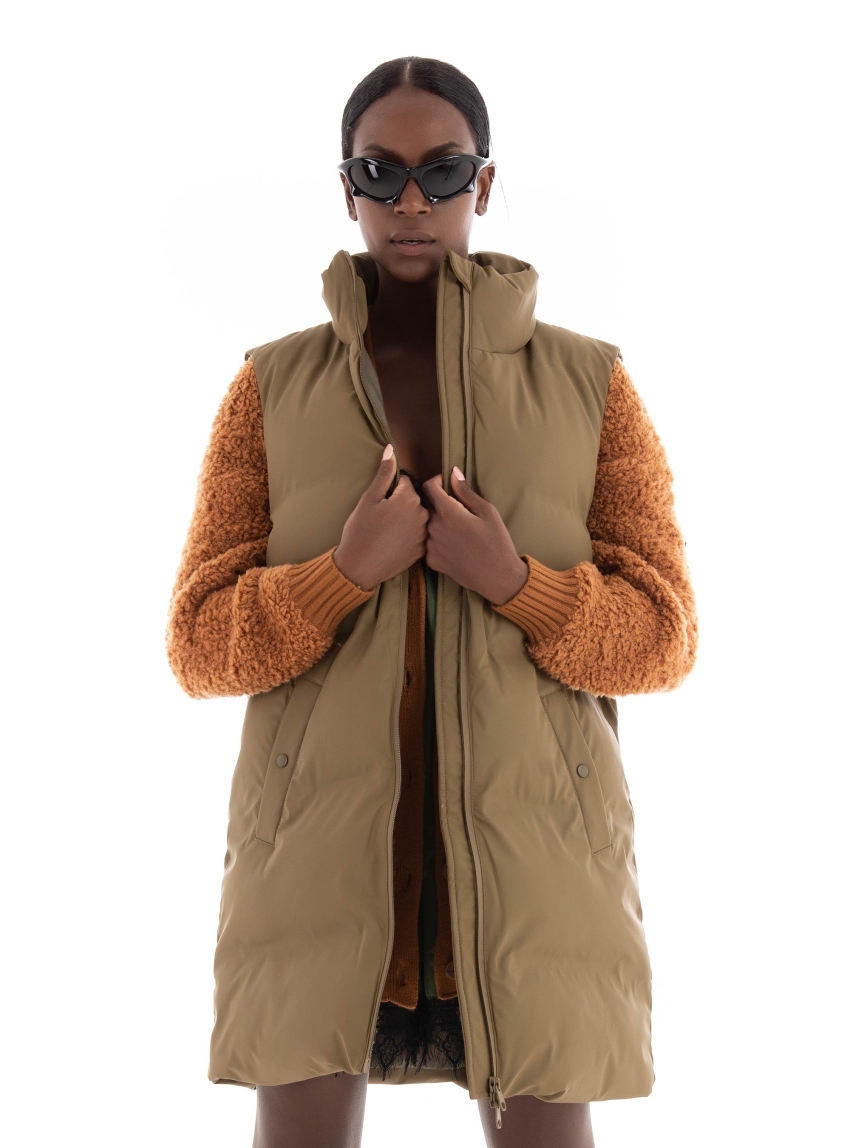 Vero Moda Noe Coated Waistcoat - Dark Beige