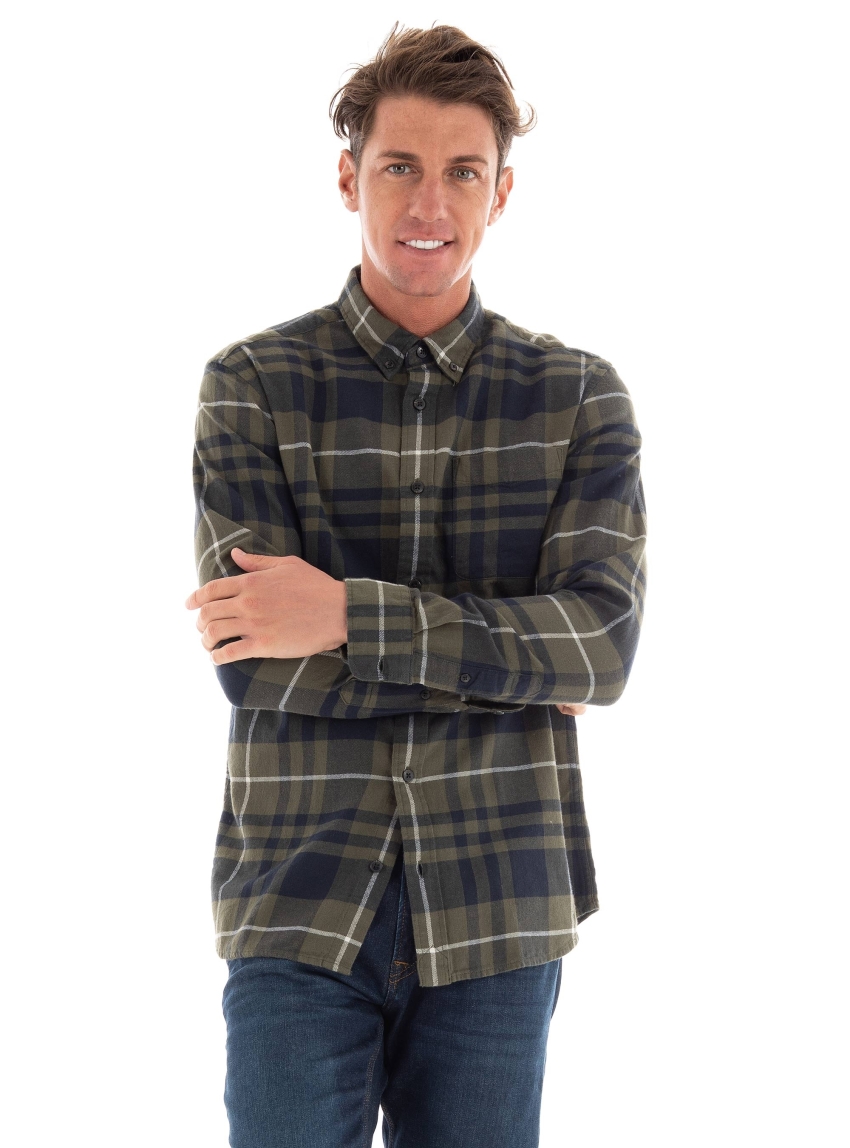 Jack & Jones Premium Brook Check Twill Shirt - Dark Olive Green