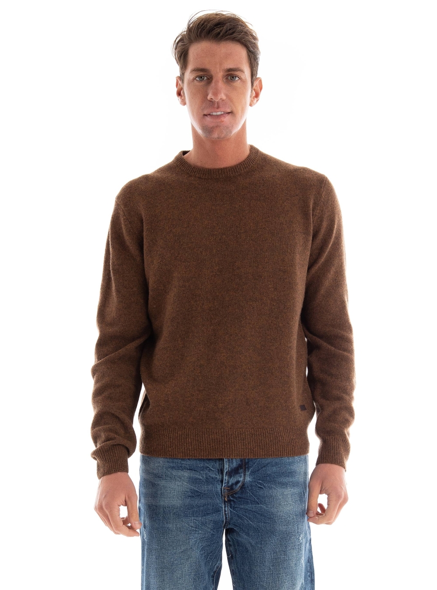 Barbour Regular Fit Patch Crew Neck Knit - Copper Brown