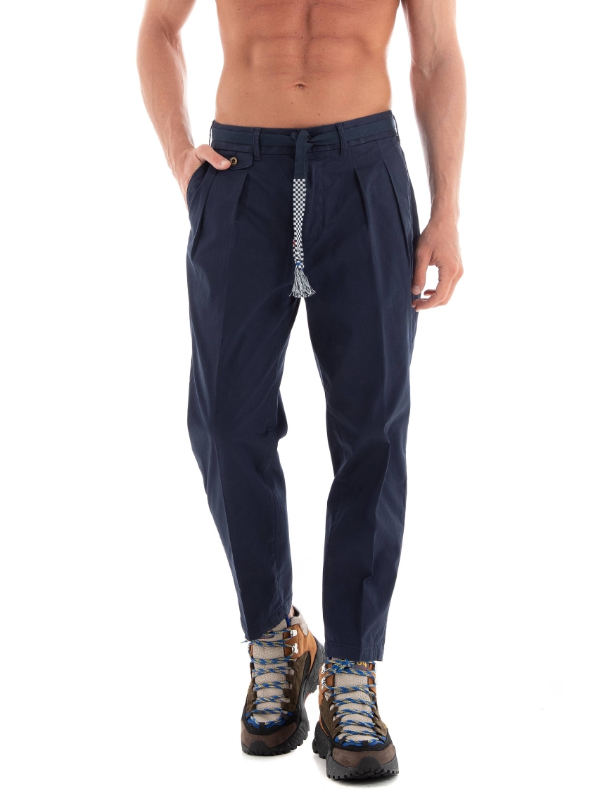 Scotch & Soda Balloon Fit Twill Pleated Chino Pants - Dark Blue