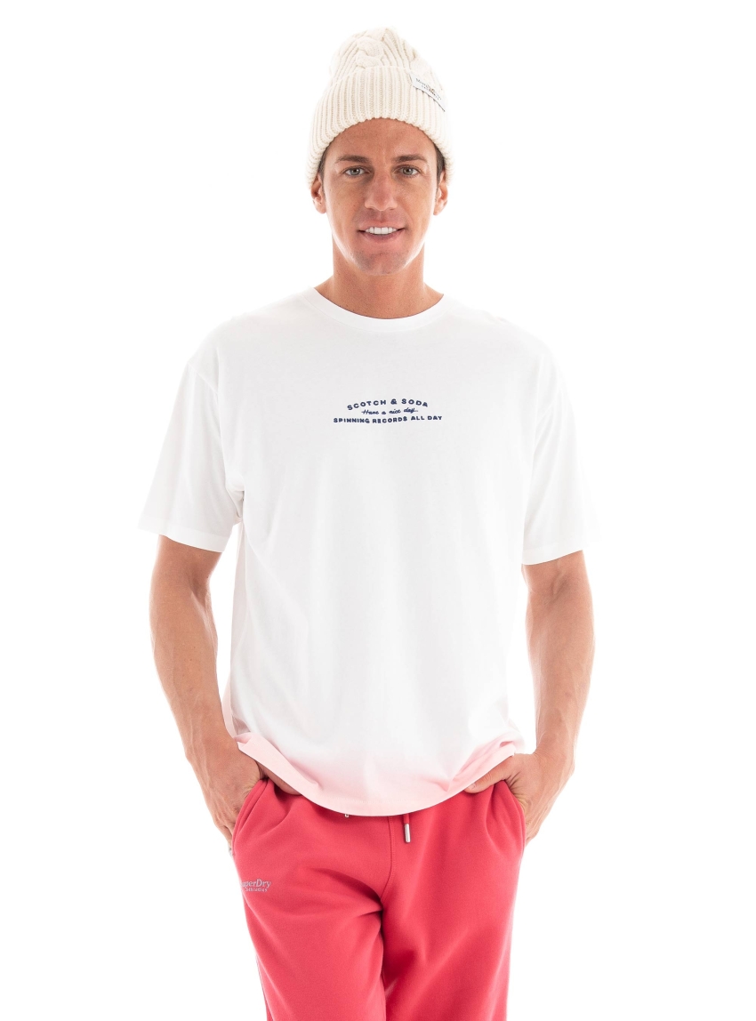 Scotch & Soda Relaxed Fit Gradient T-Shirt - White