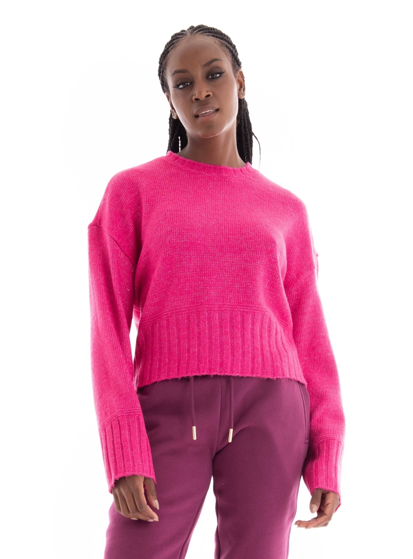 Only Allie Life Oneck Knit - Fuchsia