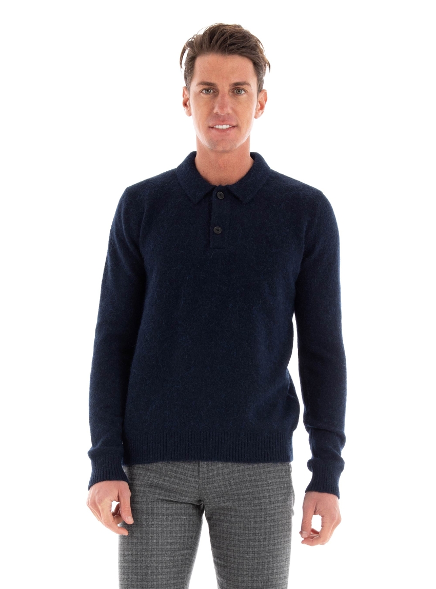 Selected Rai Knit Polo Shirt - Dark Blue