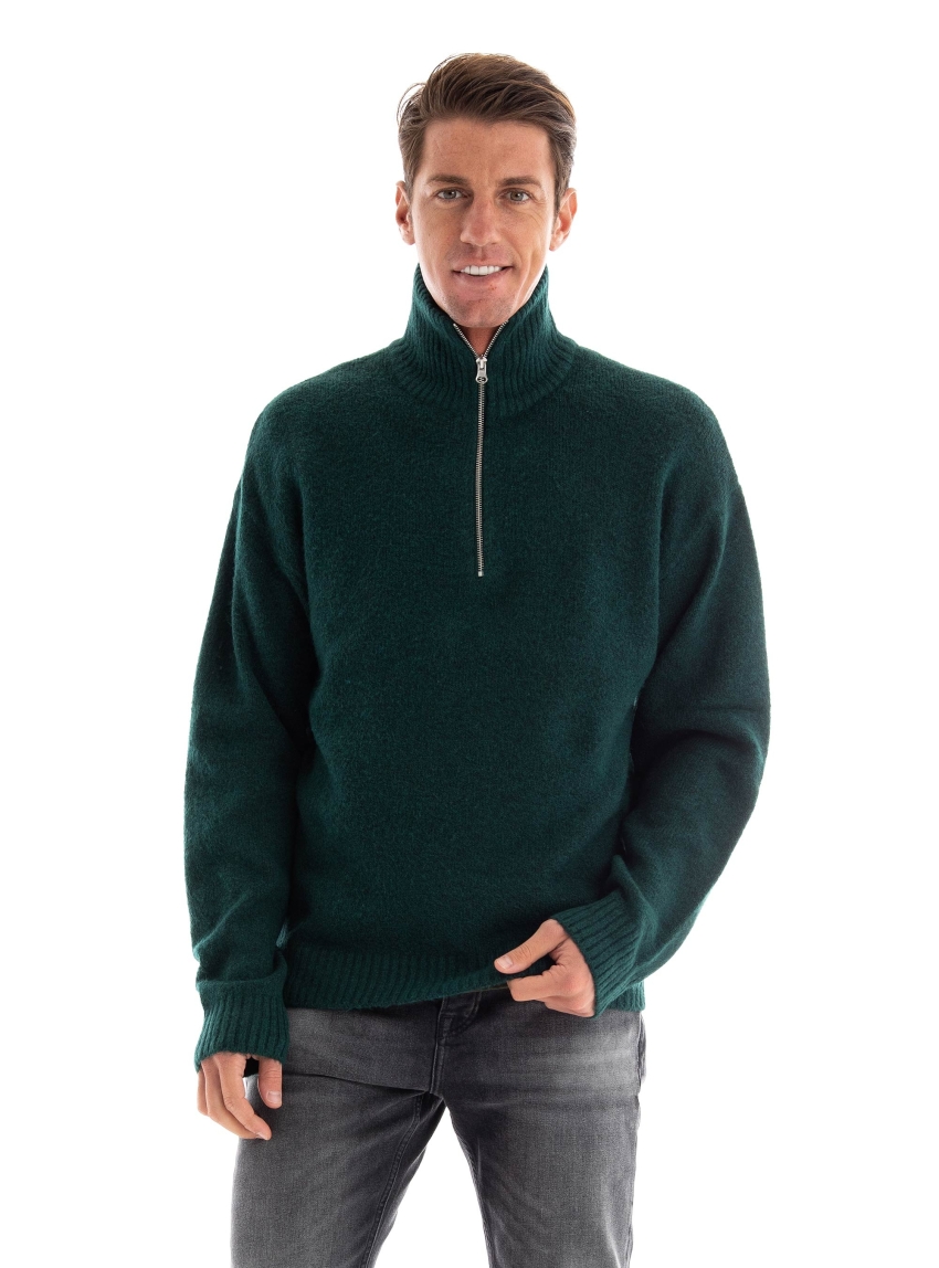 Jack & Jones Ollie Half Zip Knit - Green