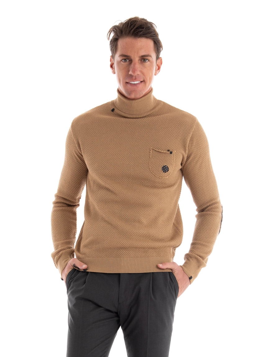 Paul Miranda Roll Neck Knit - Dark Beige