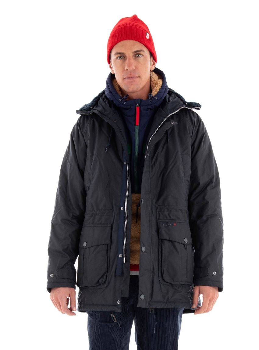 Barbour Corbridge Wax Parka Jacket - Navy