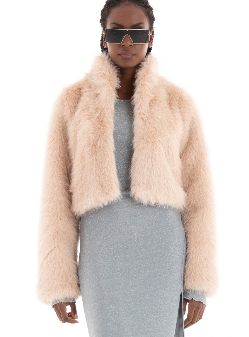 Tavus Faux Fur Short Coat - Light Pink