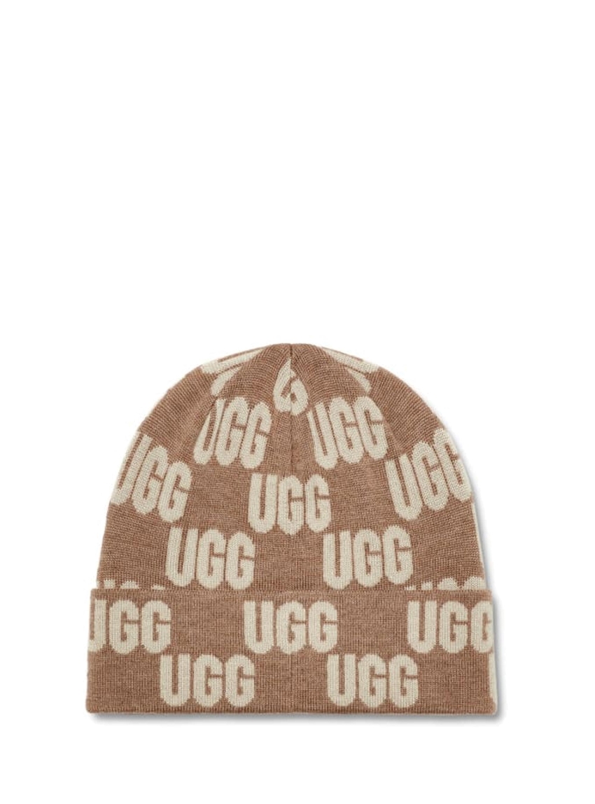 Ugg Checked Graphic Logo Beanie - Chestnut