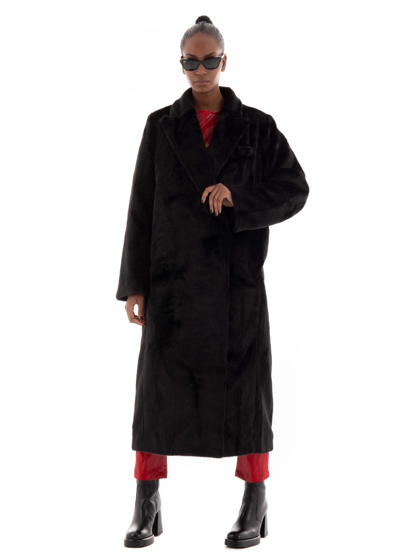 Jakke Fay Tailored Faux Fur Coat - Black