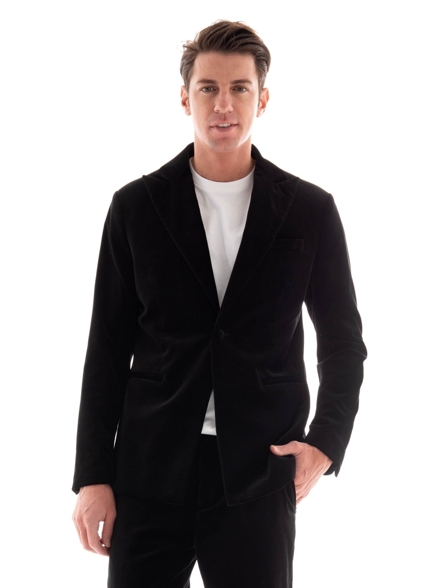 Selected Slim-Hale Velvet Blazer - Black