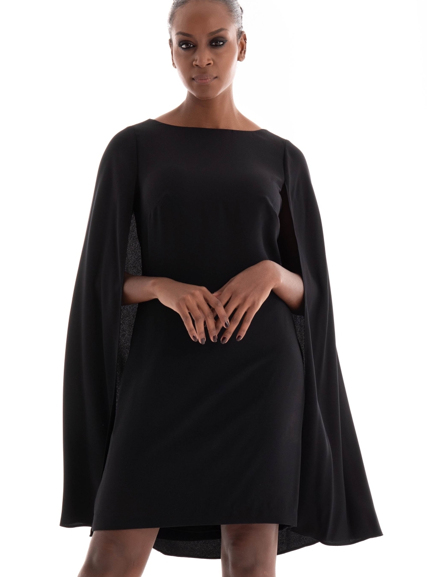 LAUREN Ralph Lauren Cape Georgette Cocktail Dress - Black