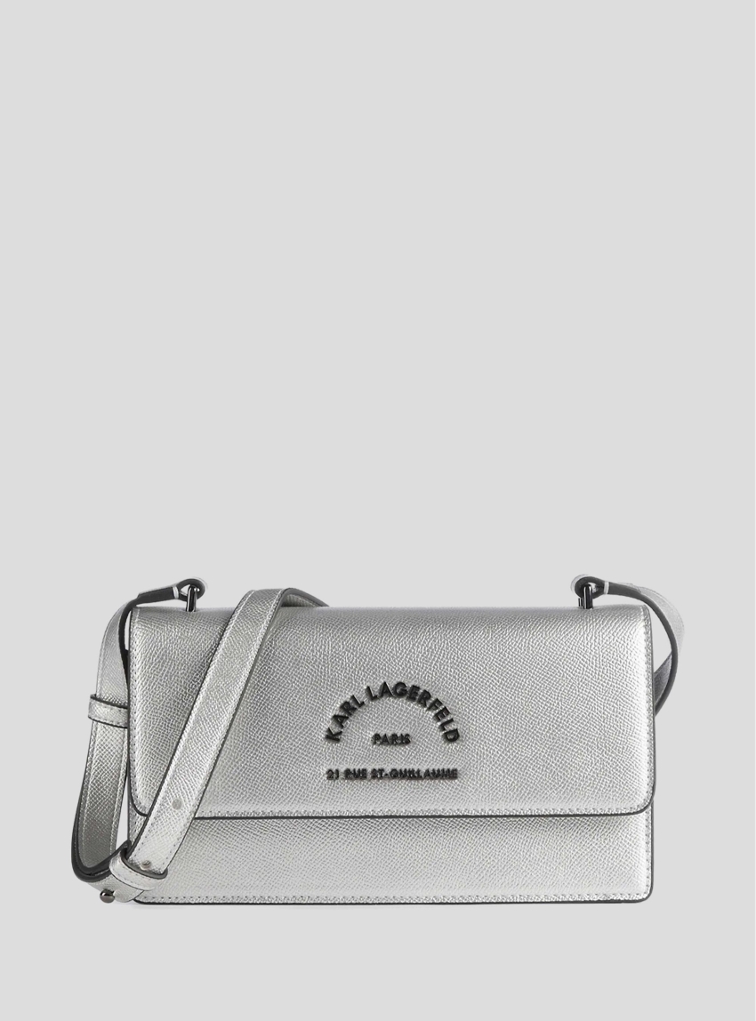 Karl Lagerfeld Rsg Metal Flap Shoulder Bag - Silver