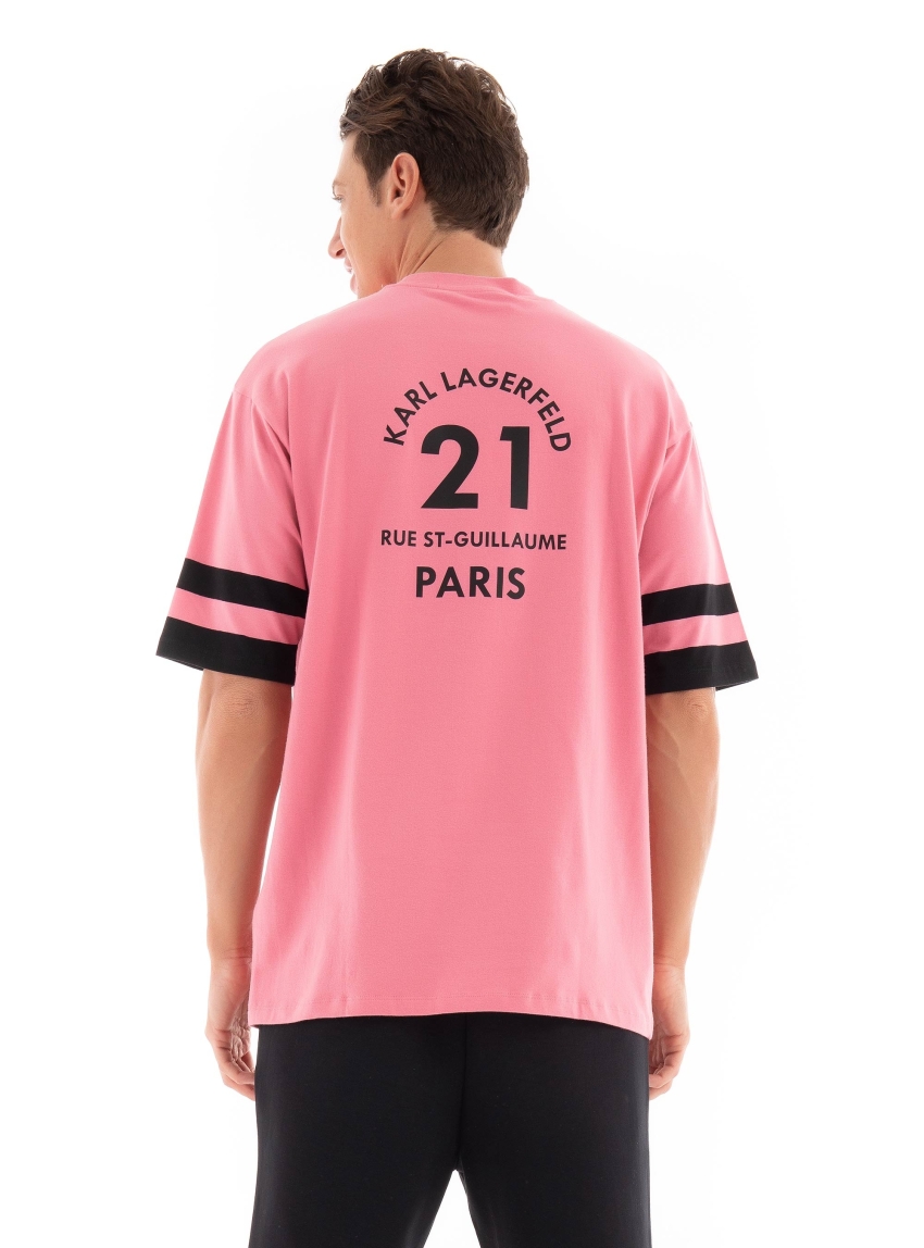 Karl Lagerfeld Oversise Fit 3D K Logo Print T-Shirt - Dusty Pink
