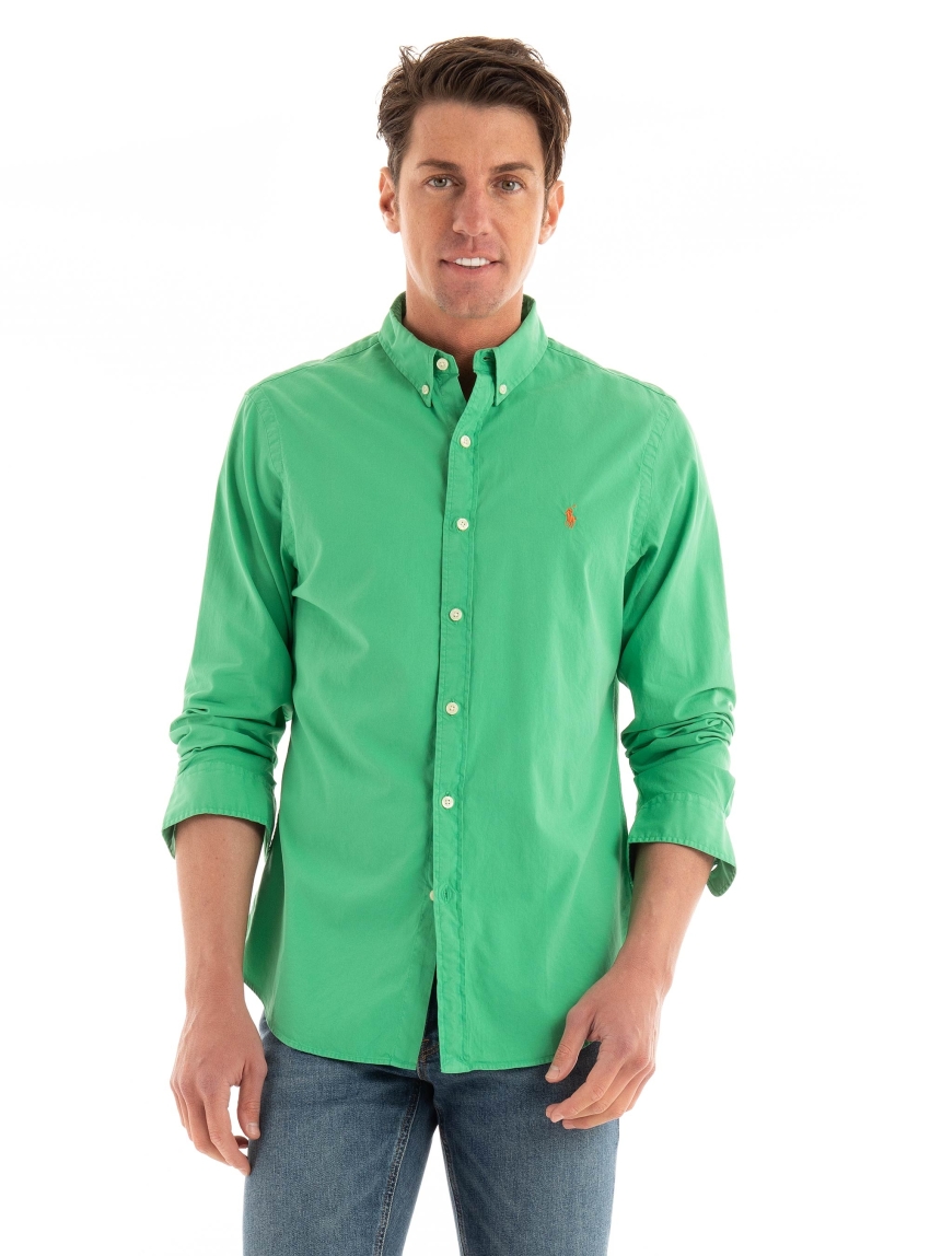 Polo Ralph Lauren Slim Fit Garment-Dyed Twill Shirt - Light Green