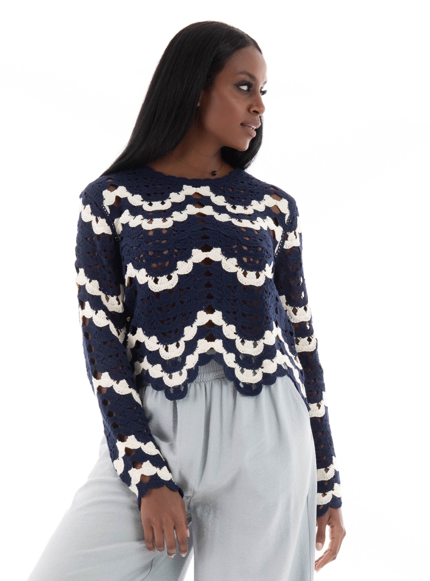 Vero Moda Venus O-Neck Knit Top - Navy