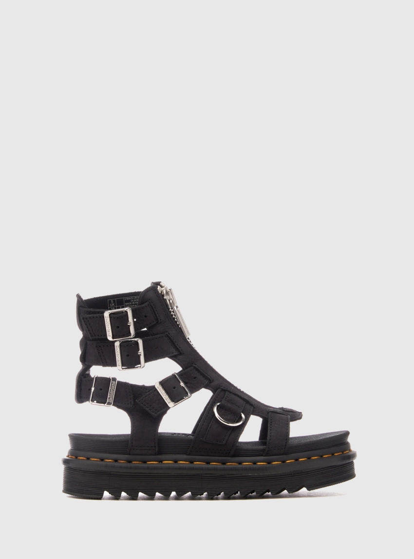 Dr Martens Olson Tumbled Nubuck Leather Sandals - Black